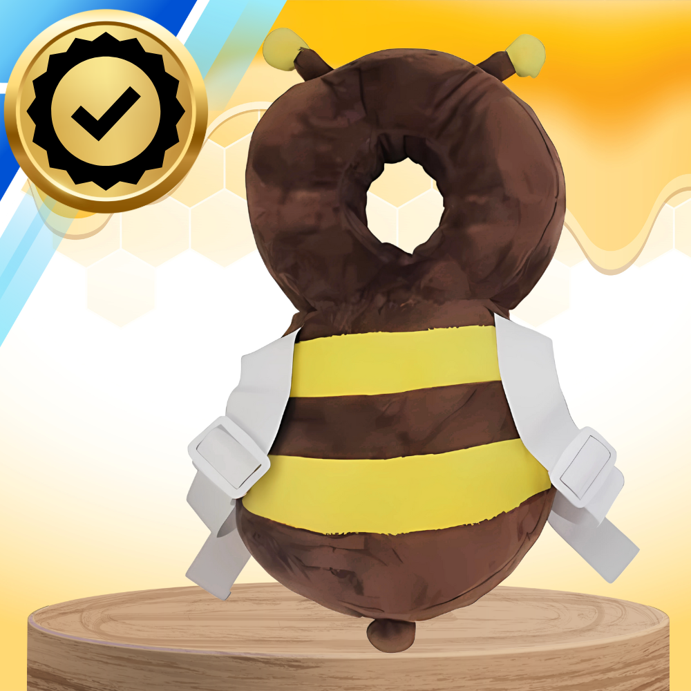 Baby safety backpack with head protection pillow, bee design