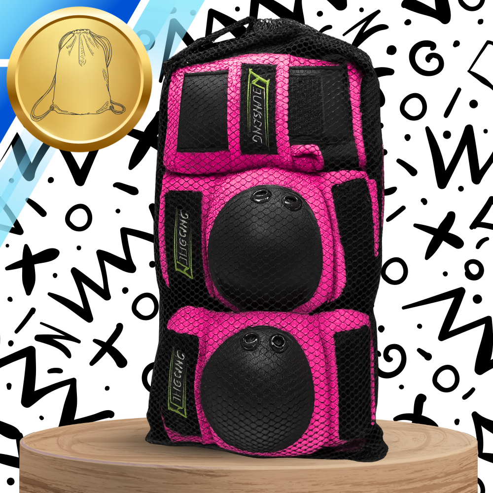 Kids Knee and Elbow Pads with Wrist Guards Set 6 pcs, Size XS, Pink