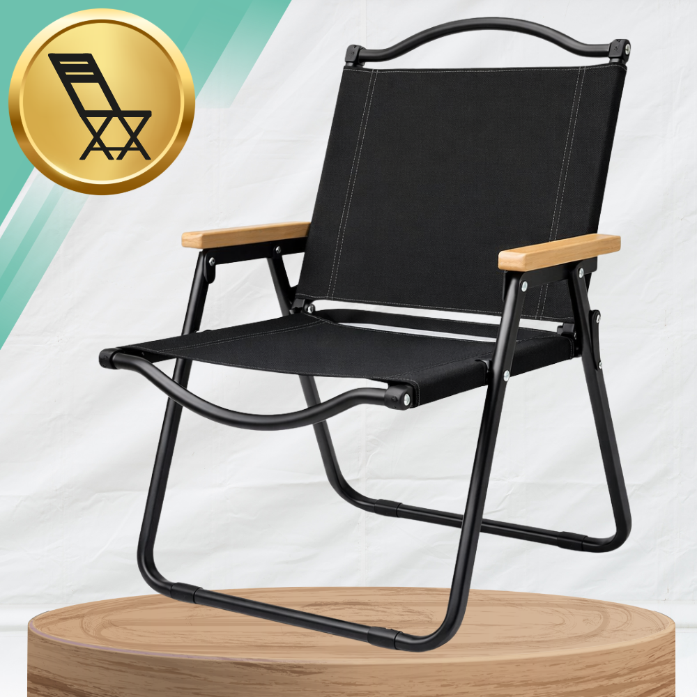 Folding Metal Garden Chair for Patio and Camping 120 kg, Black