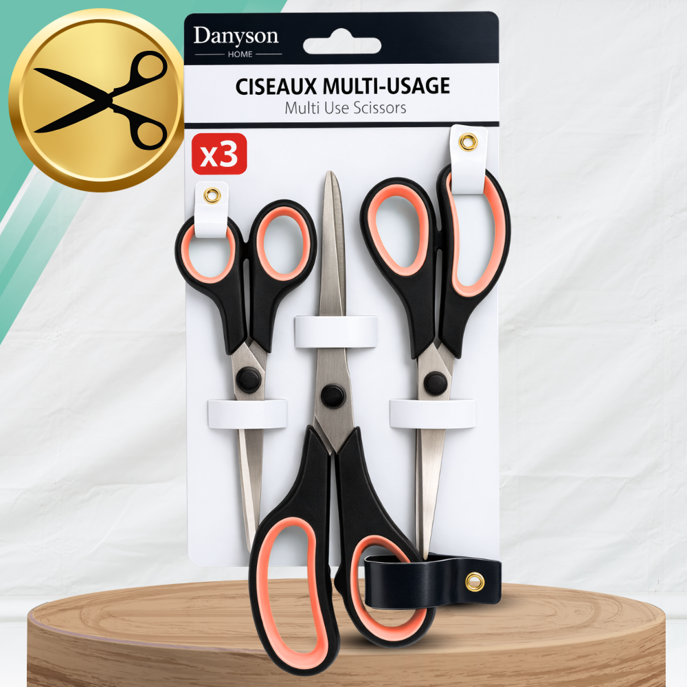 Universal Scissors Set 3-Piece Stainless Steel Danyson, Red Black