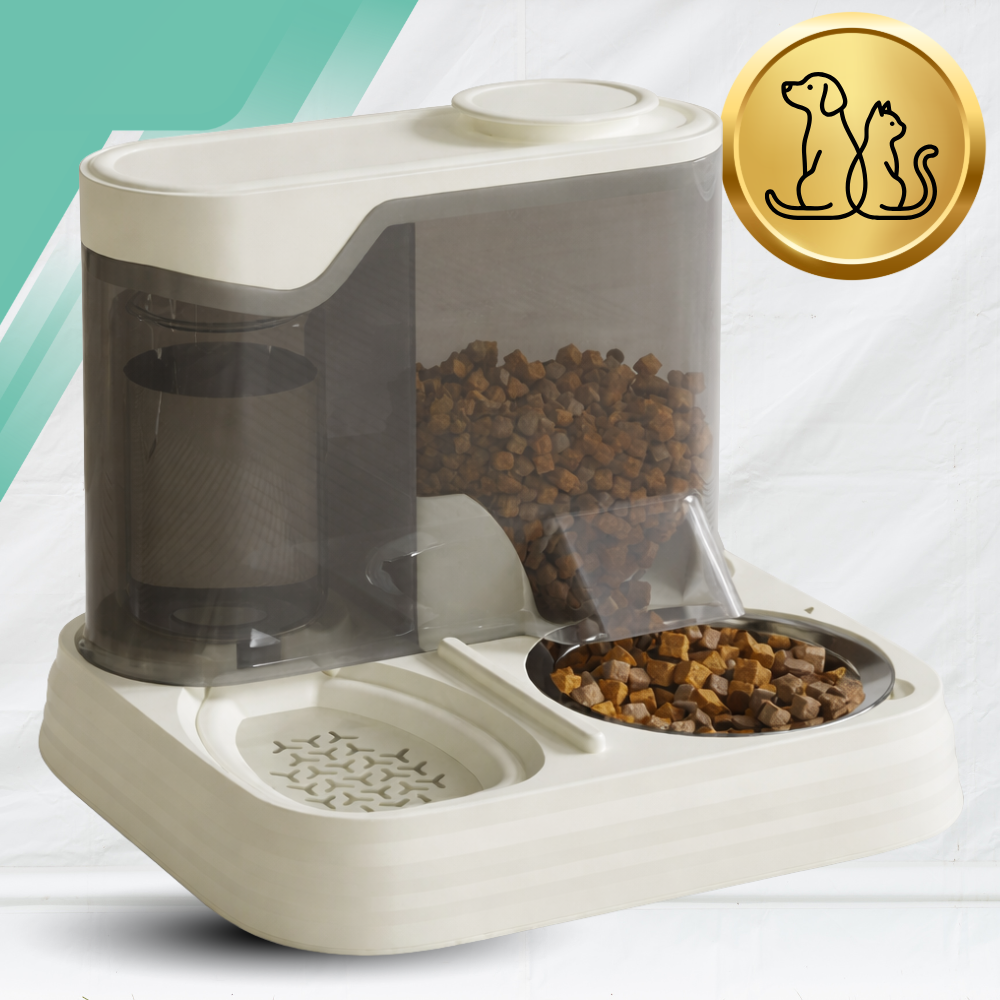 Automatinis 2-in-1 maisto ir vandens dozatorius augintiniams, baltas
