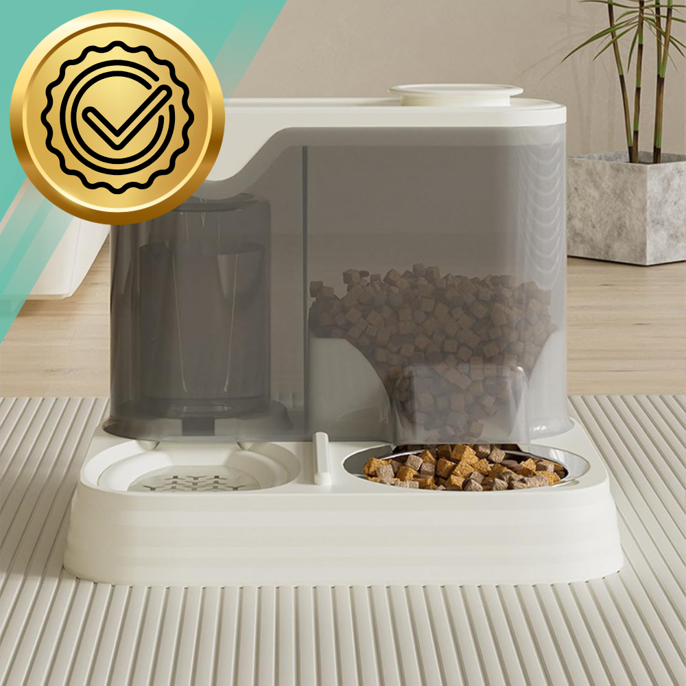 Automatinis 2-in-1 maisto ir vandens dozatorius augintiniams, baltas
