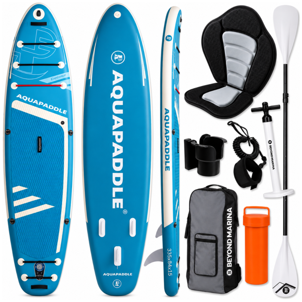 AquaPaddle Explorer pripučiama SUP irklentė su kėde, 335x84x15 cm, šviesiai mėlyna