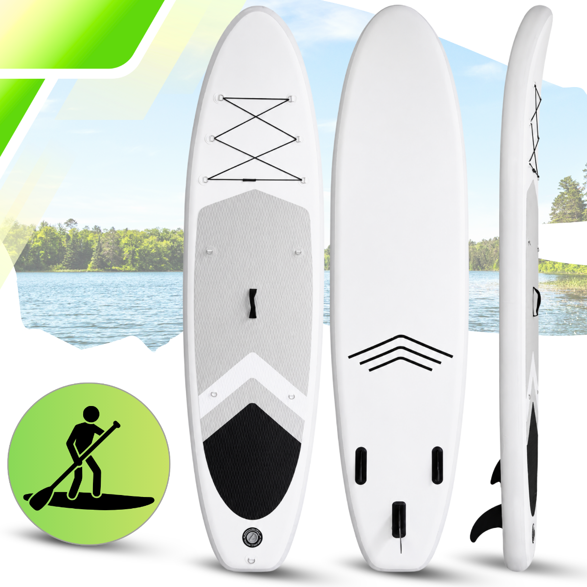 AquaPaddle SUP irklentė 335x84x15 cm su priedais, iki 180 kg, Cruise Grey White