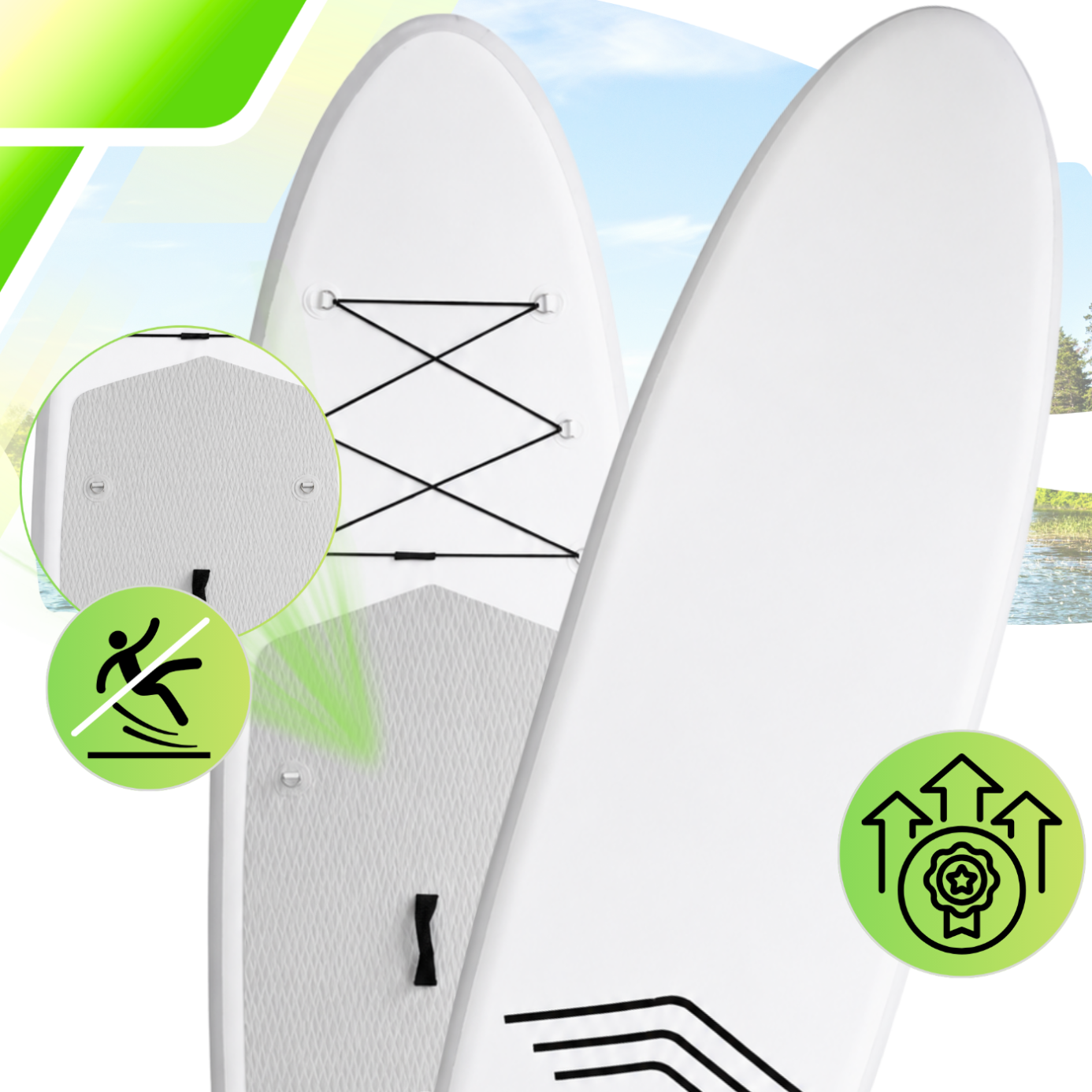 AquaPaddle SUP irklentė 335x84x15 cm su priedais, iki 180 kg, Cruise Grey White
