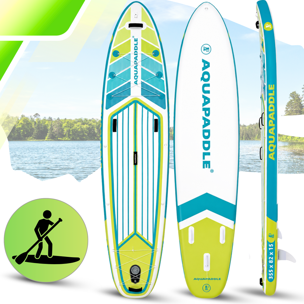 AquaPaddle Navigator pripučiama SUP irklentė, 355x82x15 cm, žalia