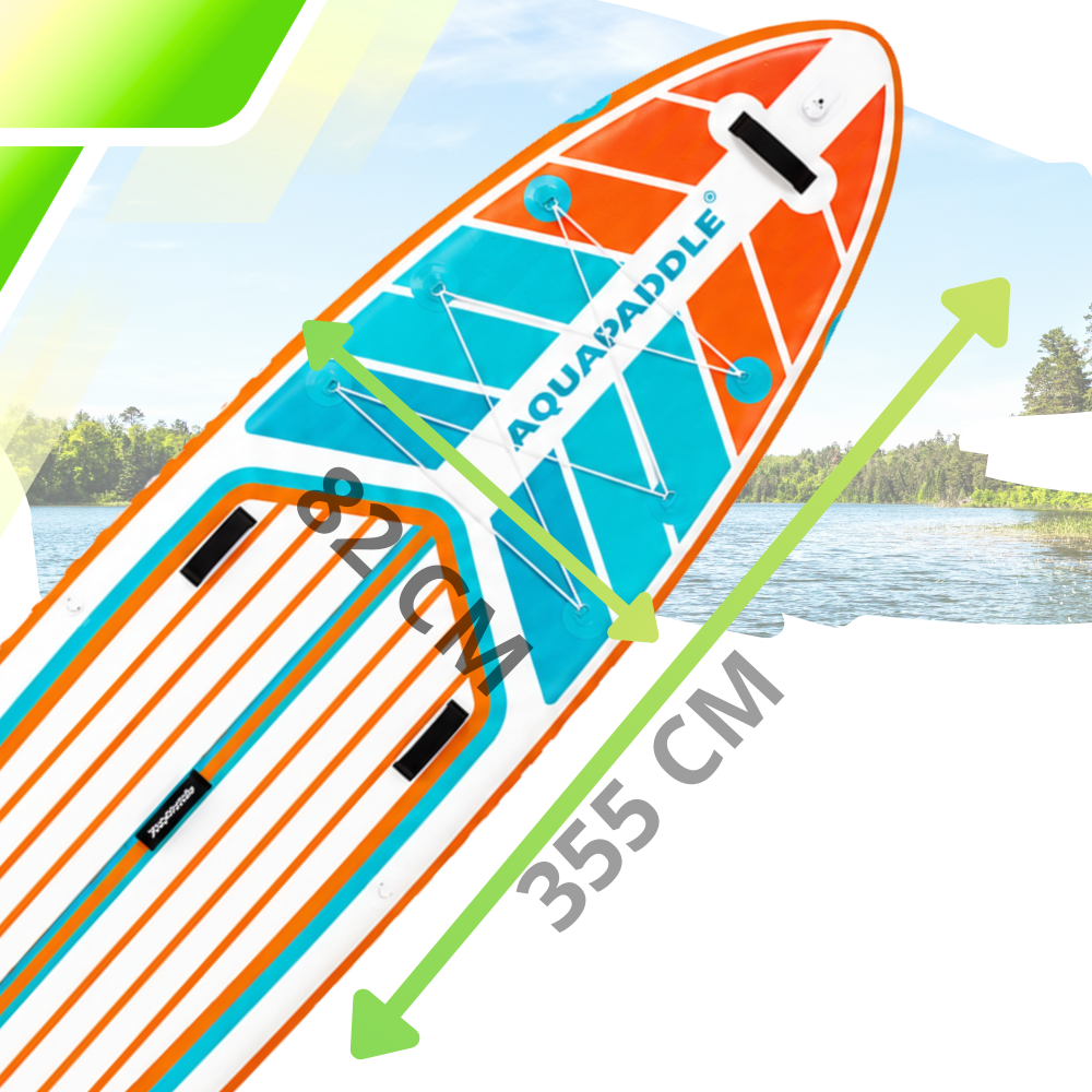 AquaPaddle Navigator SUP irklentė, 355x82x15 cm, oranžinė/žalia