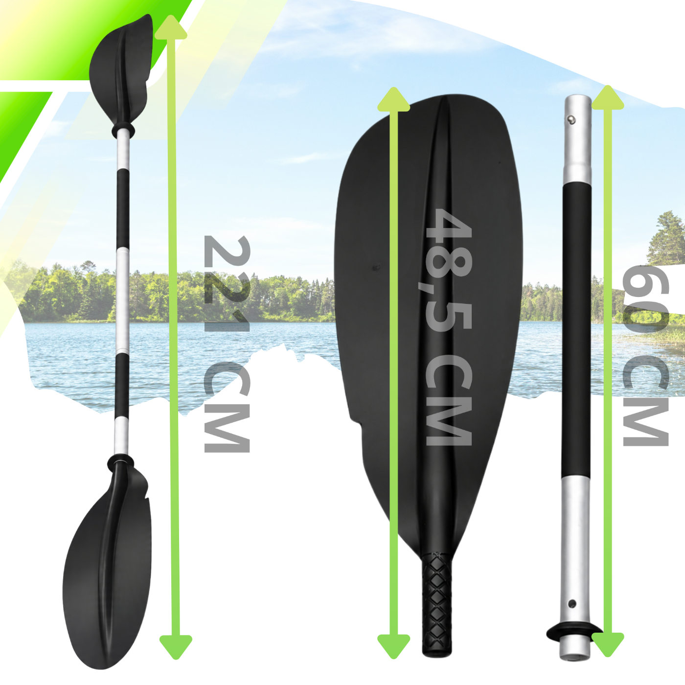 Folding Aluminum Paddle for Kayak, SUP Board and Boat, 221 cm