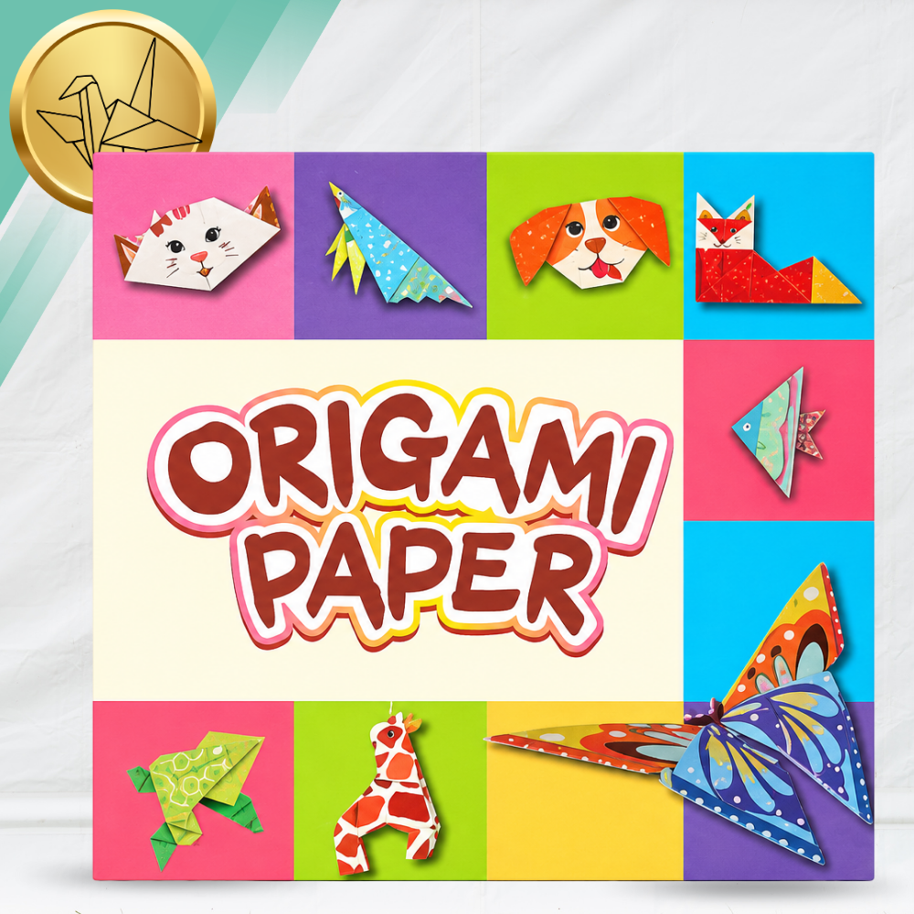 Origami rinkinys vaikams, 54 lapai, 27 gyvūnų modeliai su instrukcija