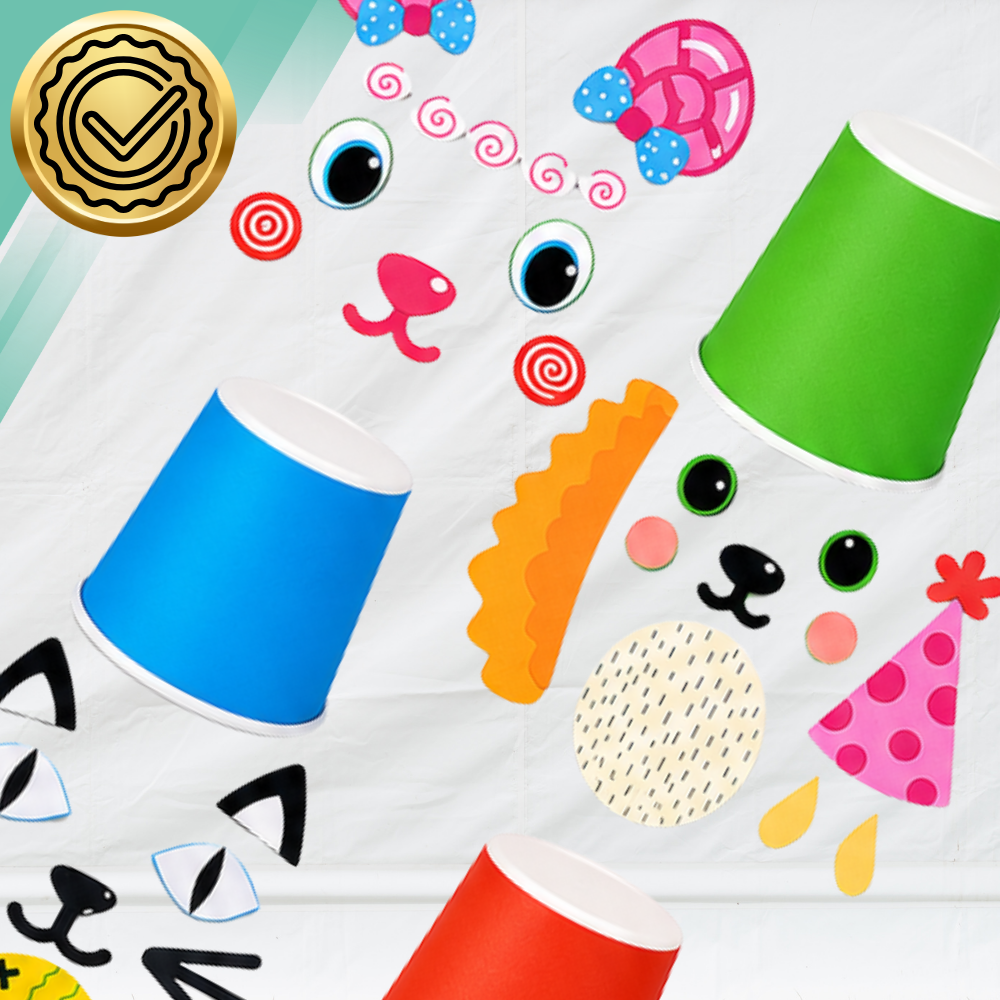 Kūrybinis DIY rinkinys vaikams Gyvūnėliai iš puodelių, 12 vnt.