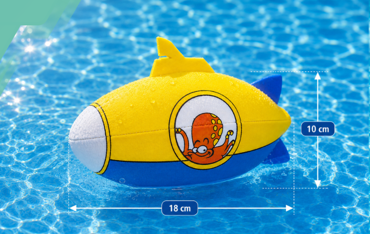 Neopreninis vandens kamuolys Waimea Animal Submarine Blue, 18 cm, geltonas/mėlynas