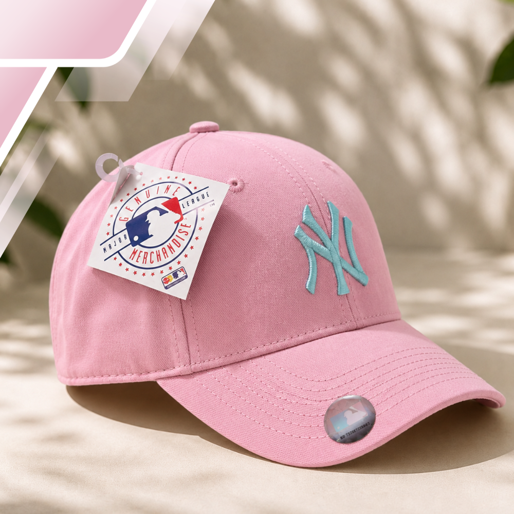 New York Yankees beisbolo kepurė su snapeliu, reguliuojama, rožinė