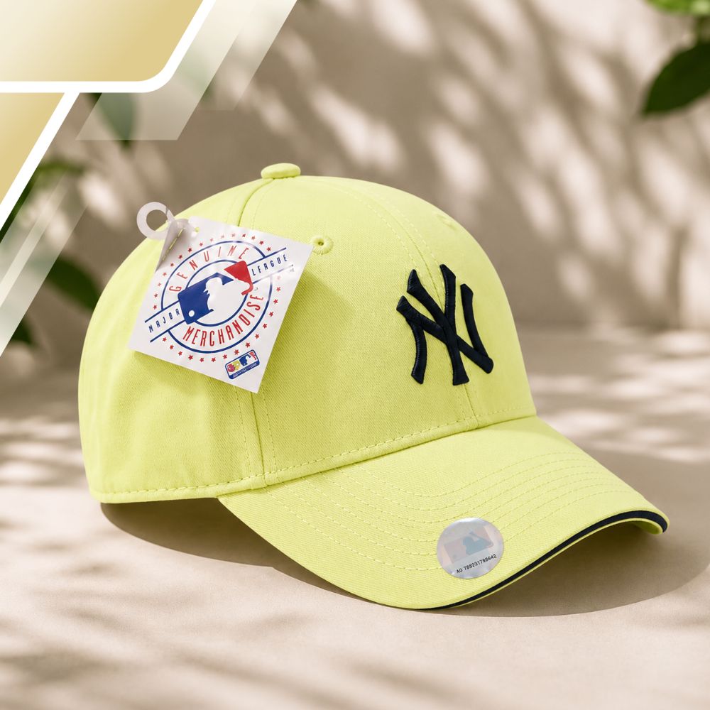 New York Yankees MLB Stretch Fit medvilninė kepurė su snapeliu, geltona