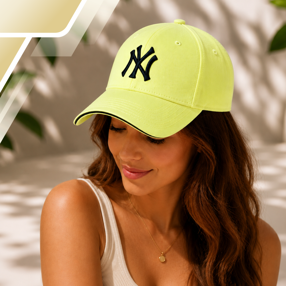 New York Yankees MLB Stretch Fit medvilninė kepurė su snapeliu, geltona