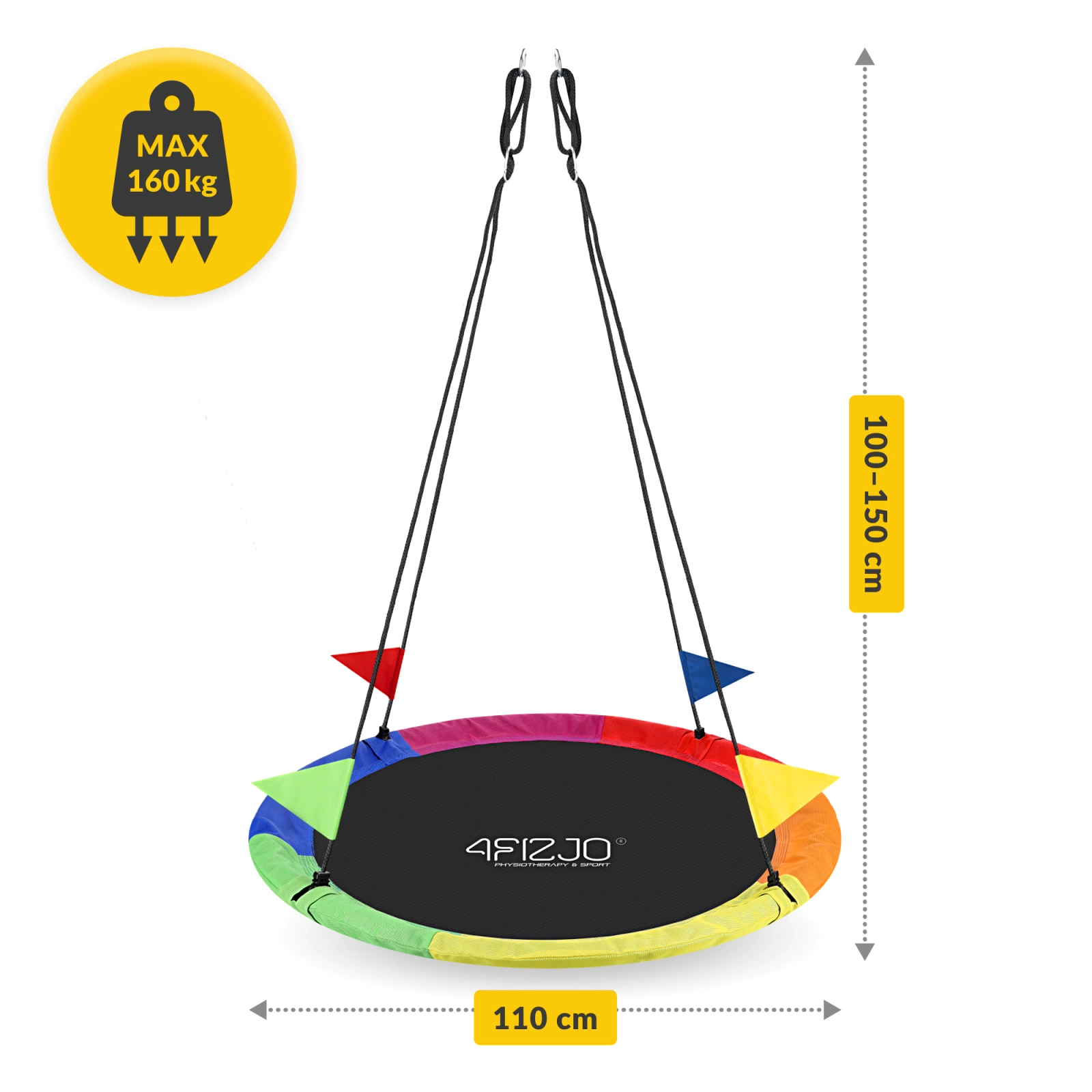 Sūpynės gandro lizdas 4FIZJO XL, 110 cm, įvairiaspalvės