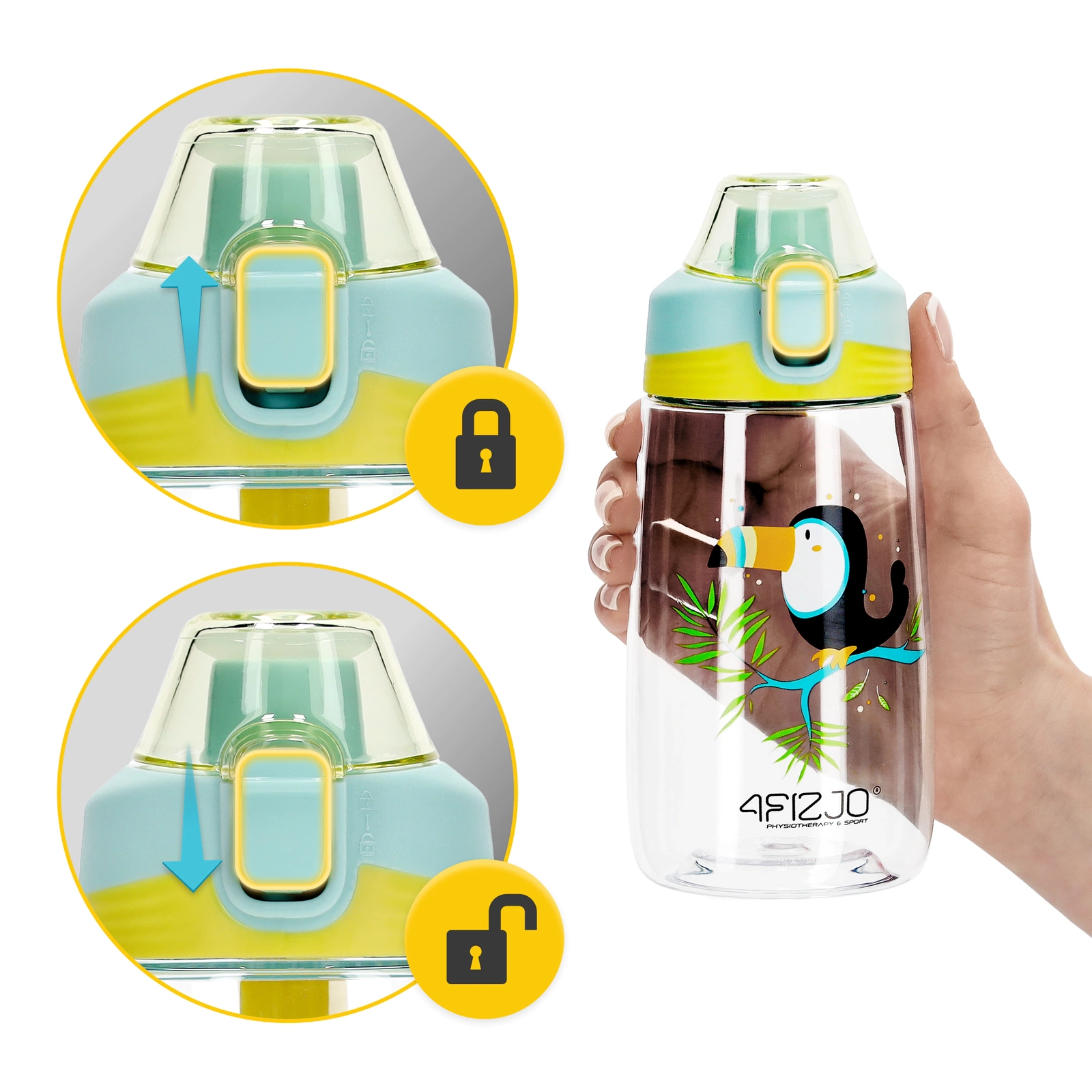 4Fizjo Tukan Kids Water Bottle 500 ml, Multicolor
