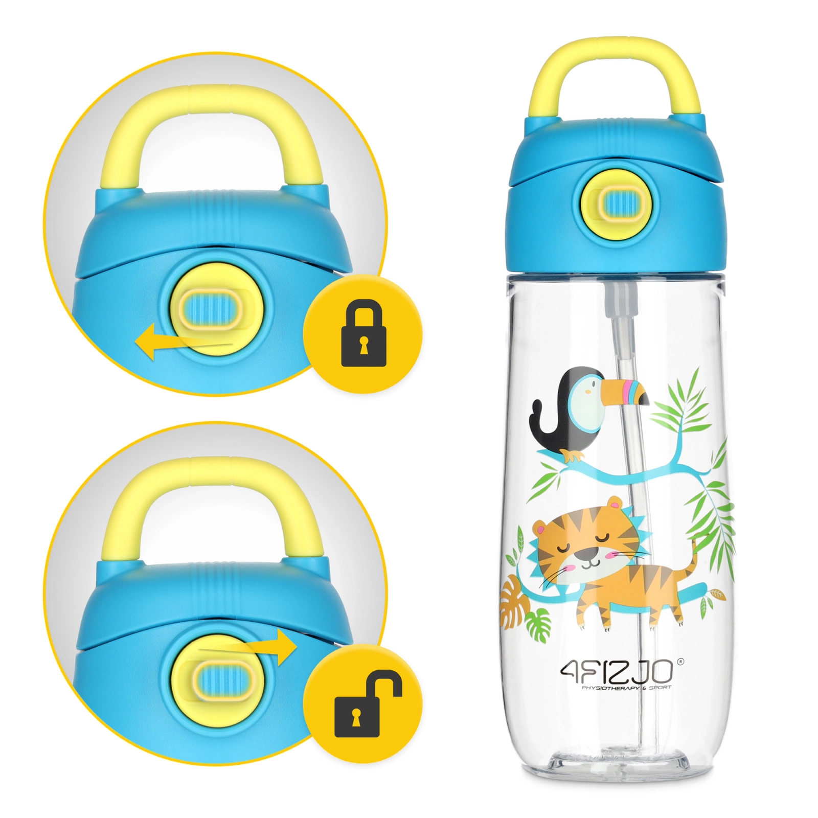 4Fizjo Jungle Kids Water Bottle with Straw 550 ml