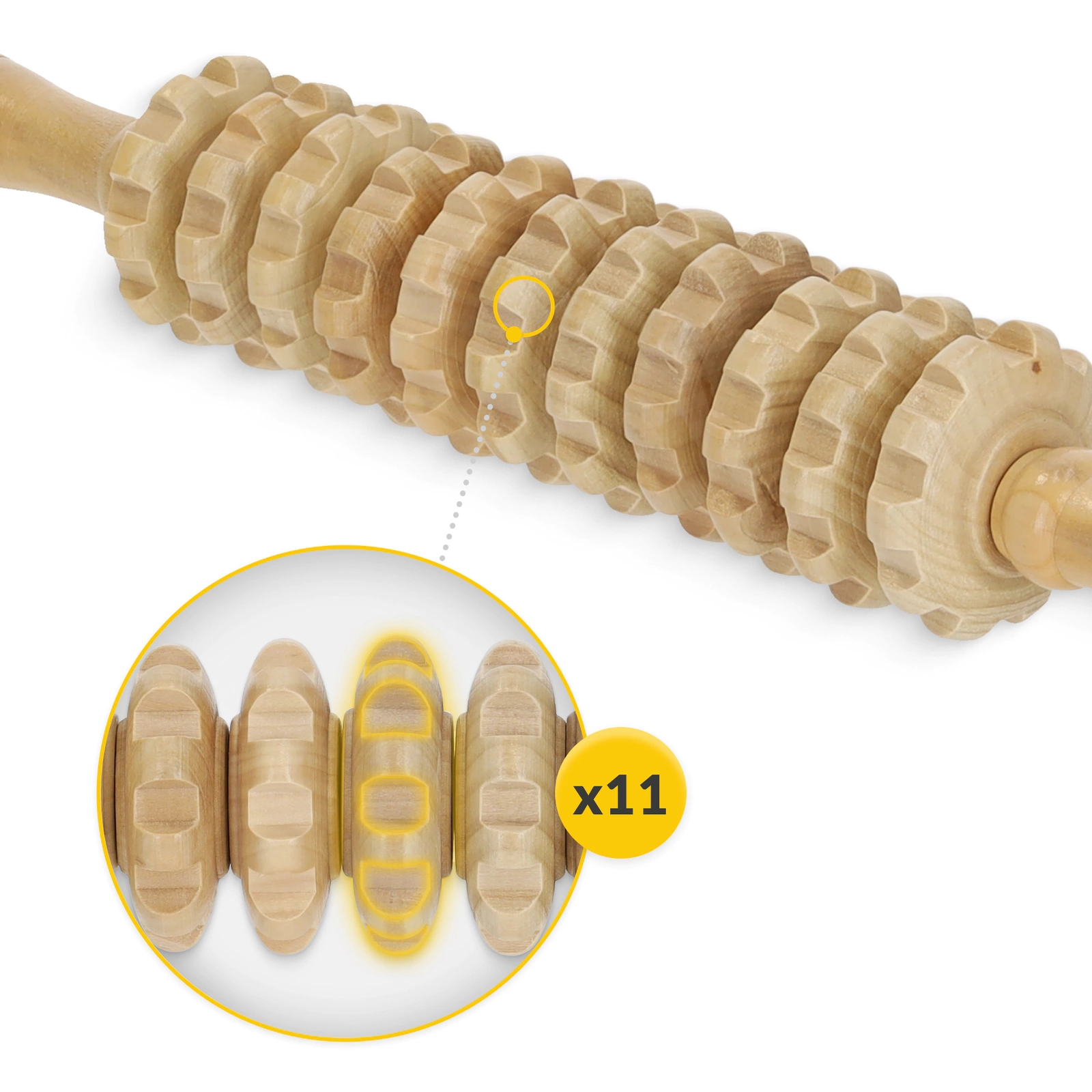 4Fizjo Wooden Body Massage Roller, Anti-Cellulite, 42 cm, Brown