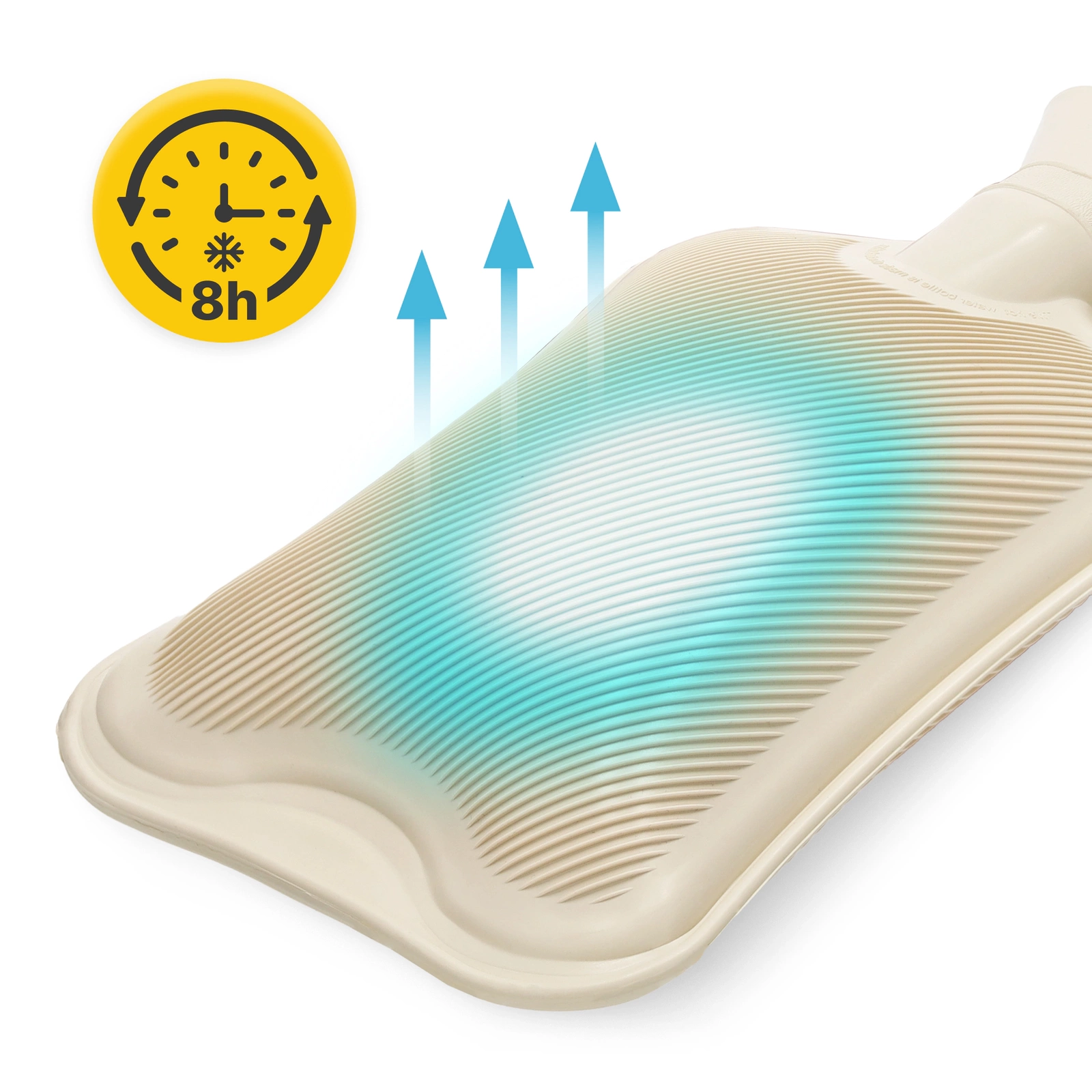 Rubber Hot Water Bottle 4FIZJO 2 Litre, Cream