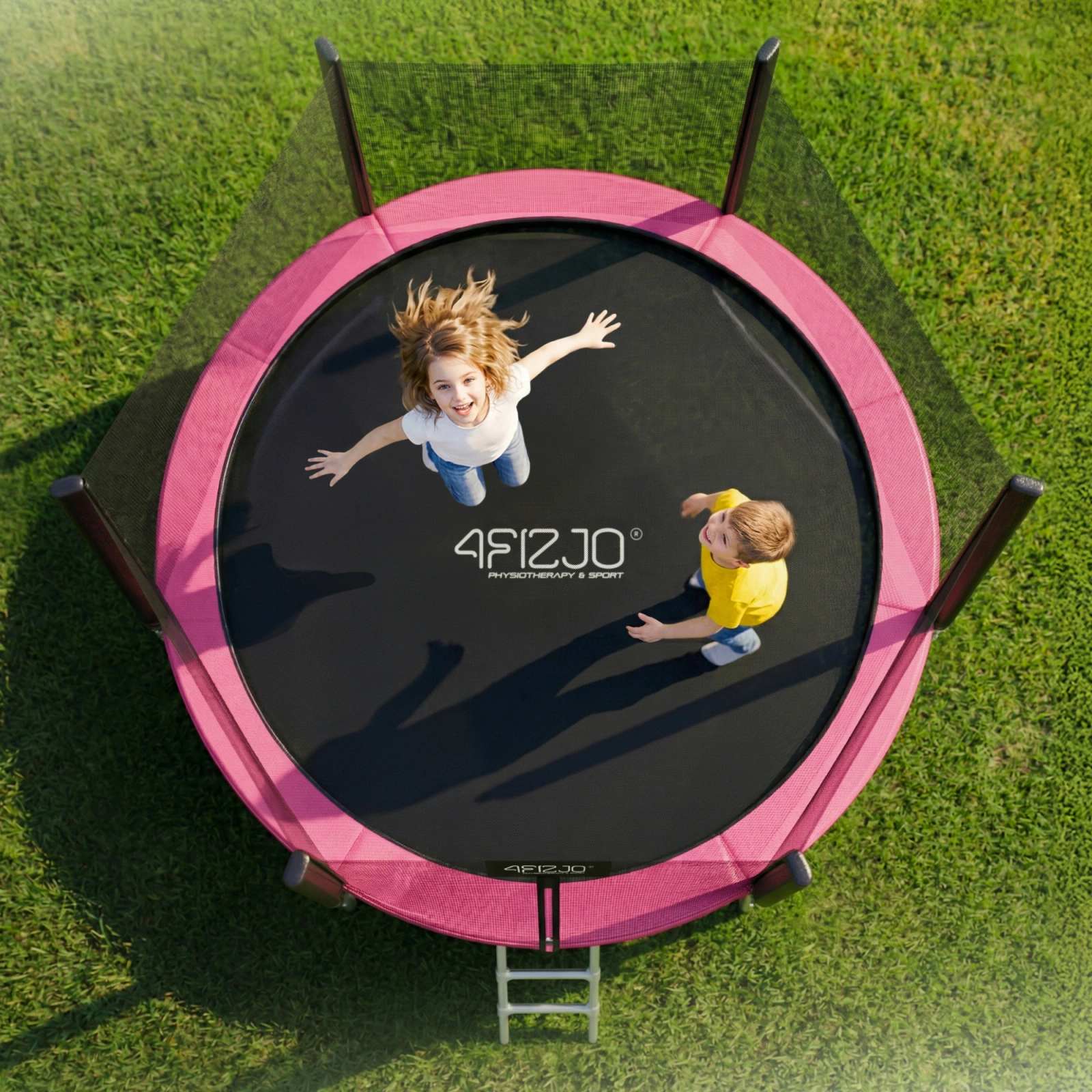 4Fizjo CLASSIC sodo batutas vaikams, 252 cm (8FT), rožinis/juodas