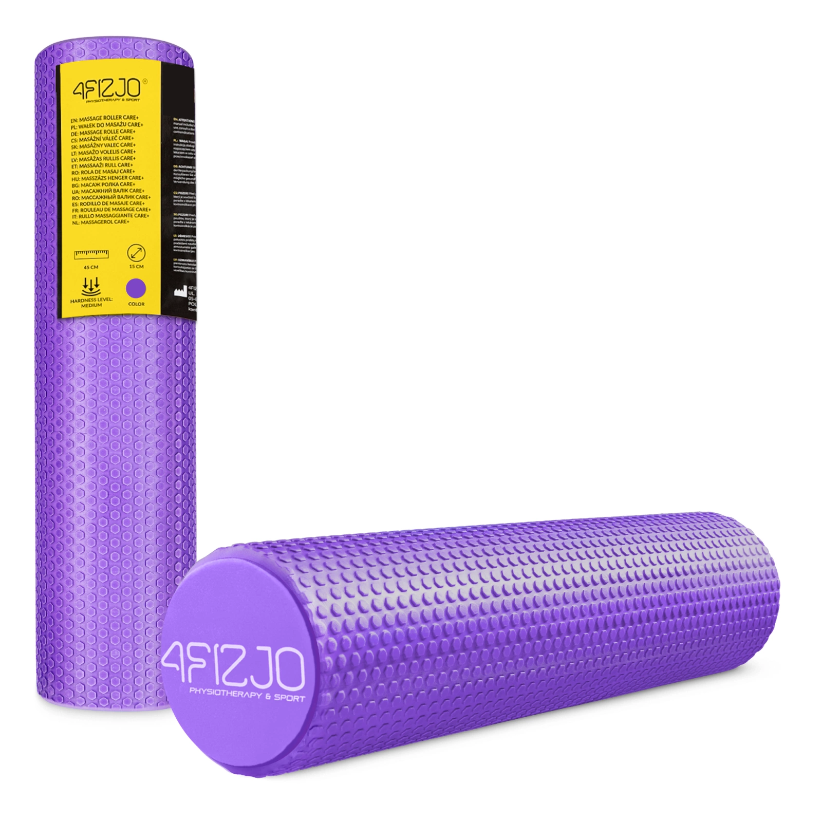 4Fizjo CARE+ Massage Roller with Bumps, 60 cm, Purple