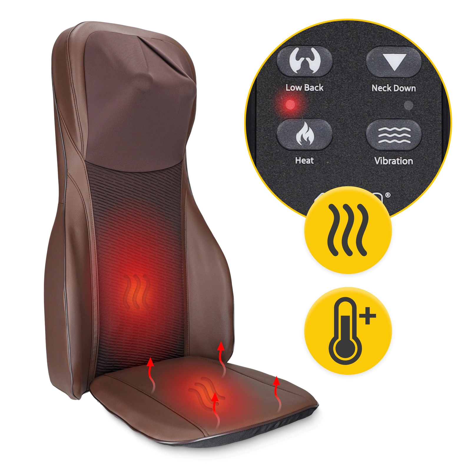 4Fizjo ULTRA Shiatsu nugaros ir kaklo masažinis krėslo įklotas, rudas