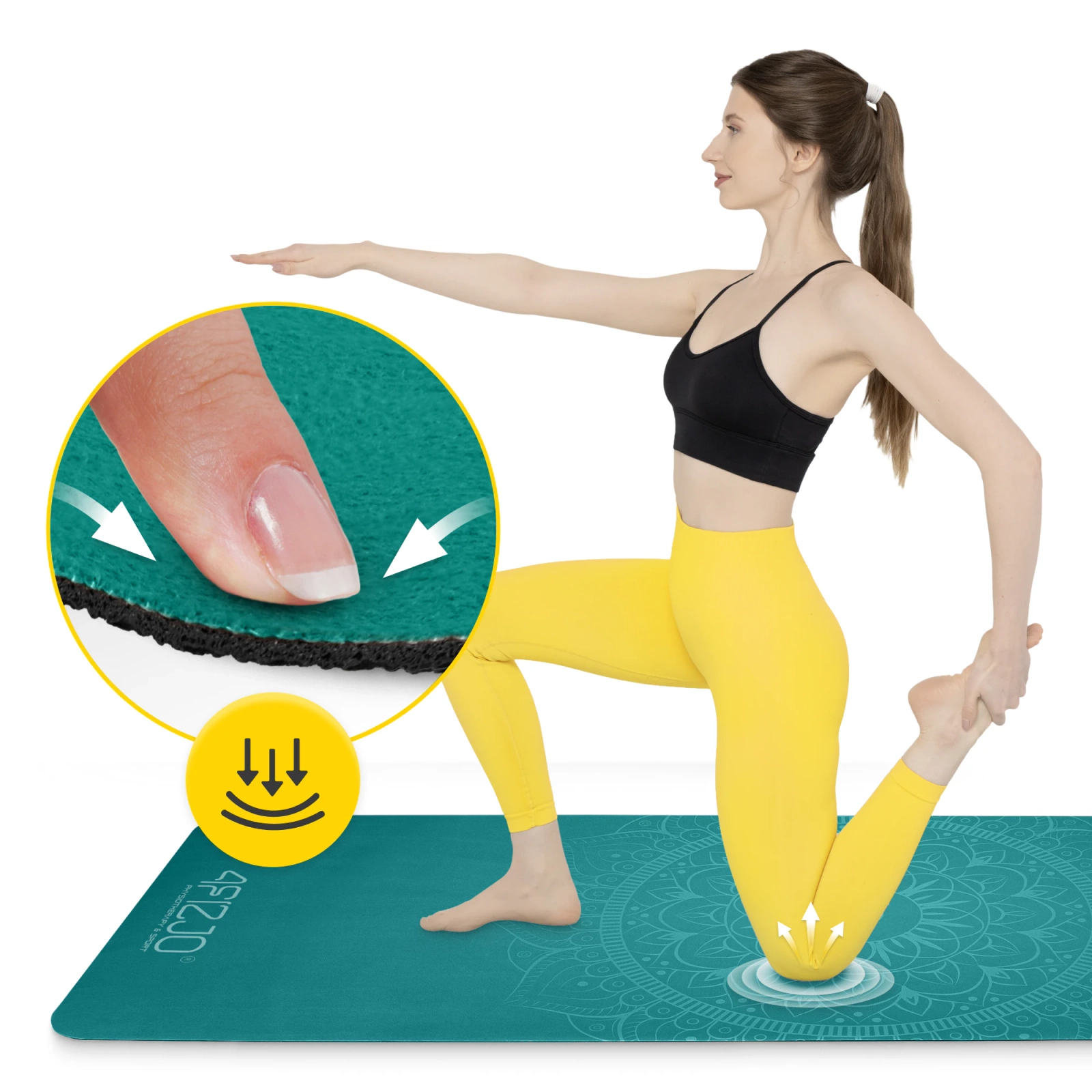 4Fizjo Suede Yoga and Exercise Mat 1.5 mm, Green