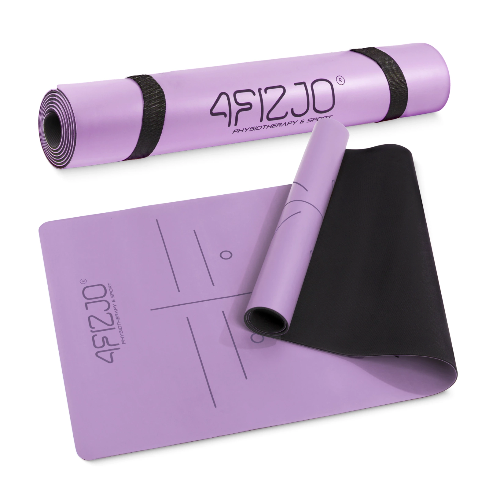 4Fizjo 1187 PU neslystantis jogos ir mankštos kilimėlis, 4mm, violetinis