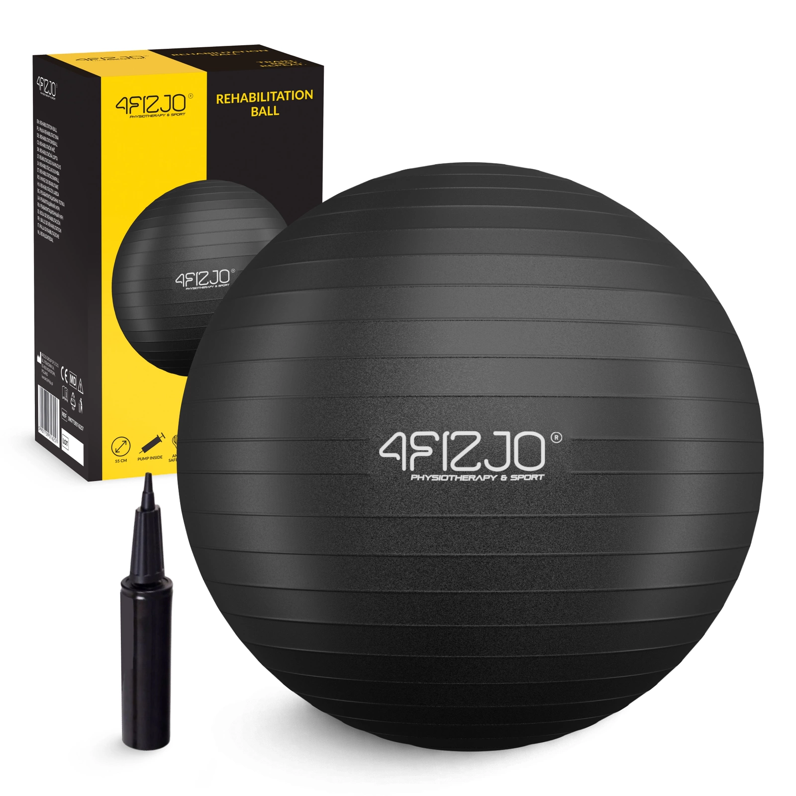 4Fizjo Reh Ball 932 mankštos ir reabilitacijos kamuolys, 65 cm, juodas