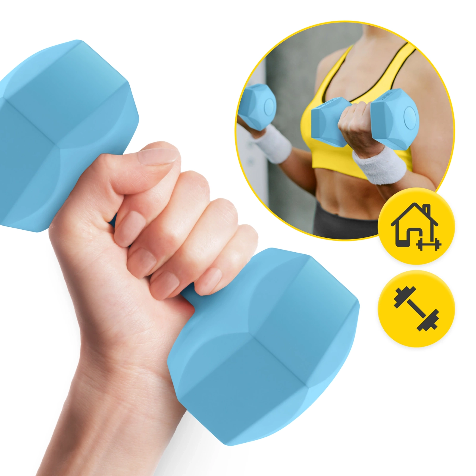 4Fizjo 1927 Bitumen Dumbbells, 2 x 0.5 kg, Light Blue