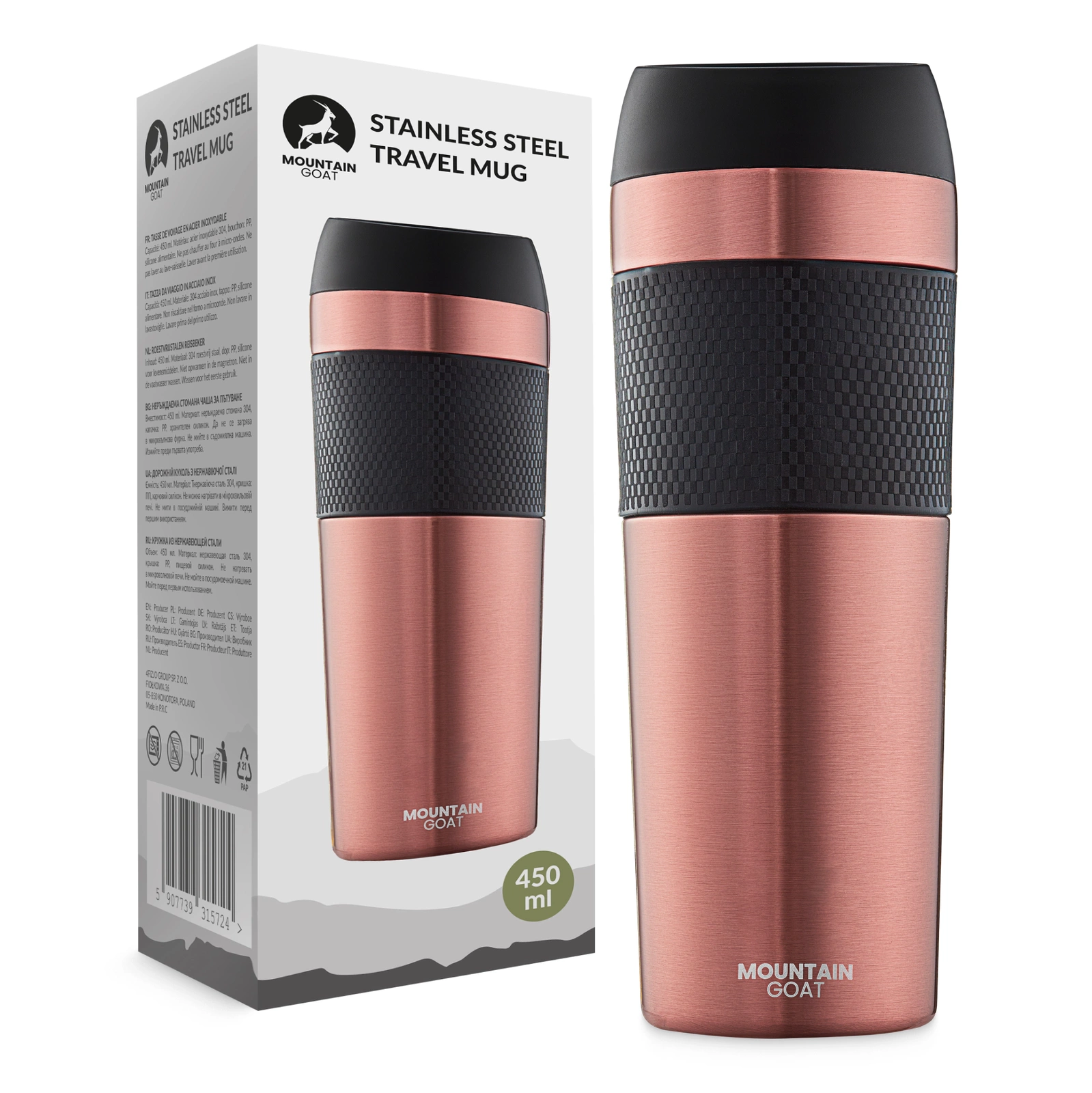 Termo puodelis 4Fizjo Mountain Goat TRAVEL, 450 ml, rožinis