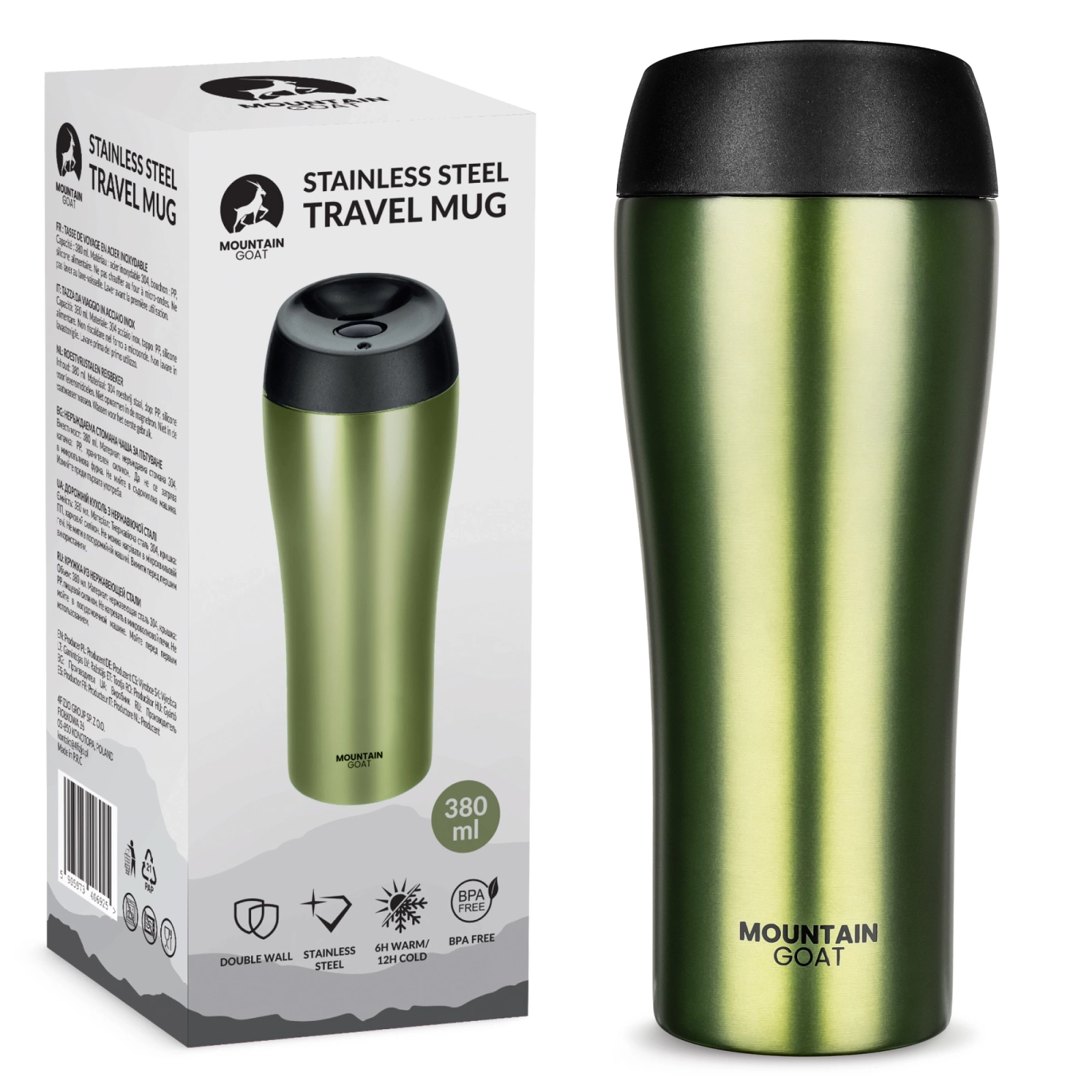 Termopuodelis 4Fizjo Mountain Goat TRAVEL, 380 ml, žalias