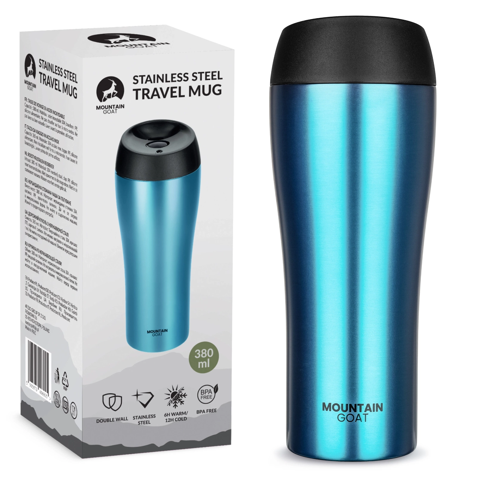 Termopuodelis 4Fizjo Mountain Goat TRAVEL, 380 ml, mėlynas