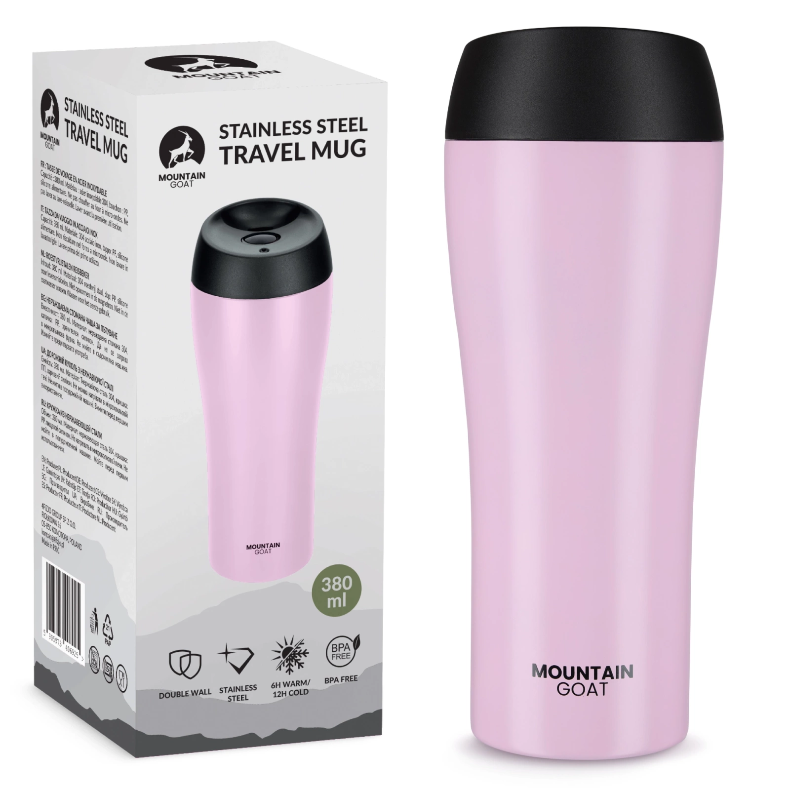 Termopuodelis 4Fizjo Mountain Goat TRAVEL, 380 ml, rožinis