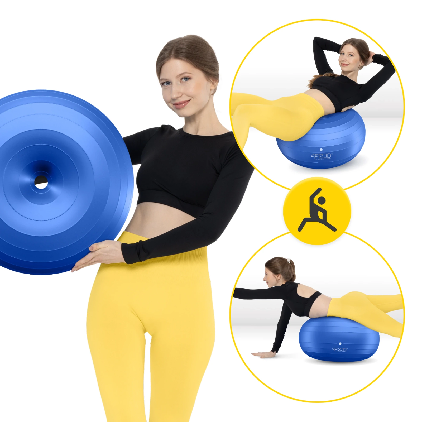 4FIZJO Donut Air Ball Exercise Stability Ball, Blue
