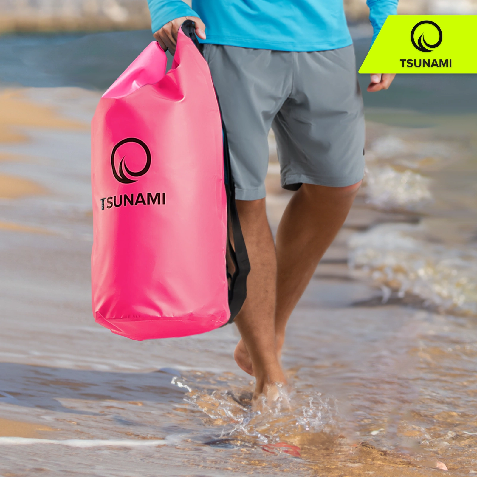 TSUNAMI 30L Waterproof Dry Bag for Boating and Kayaking, Pink