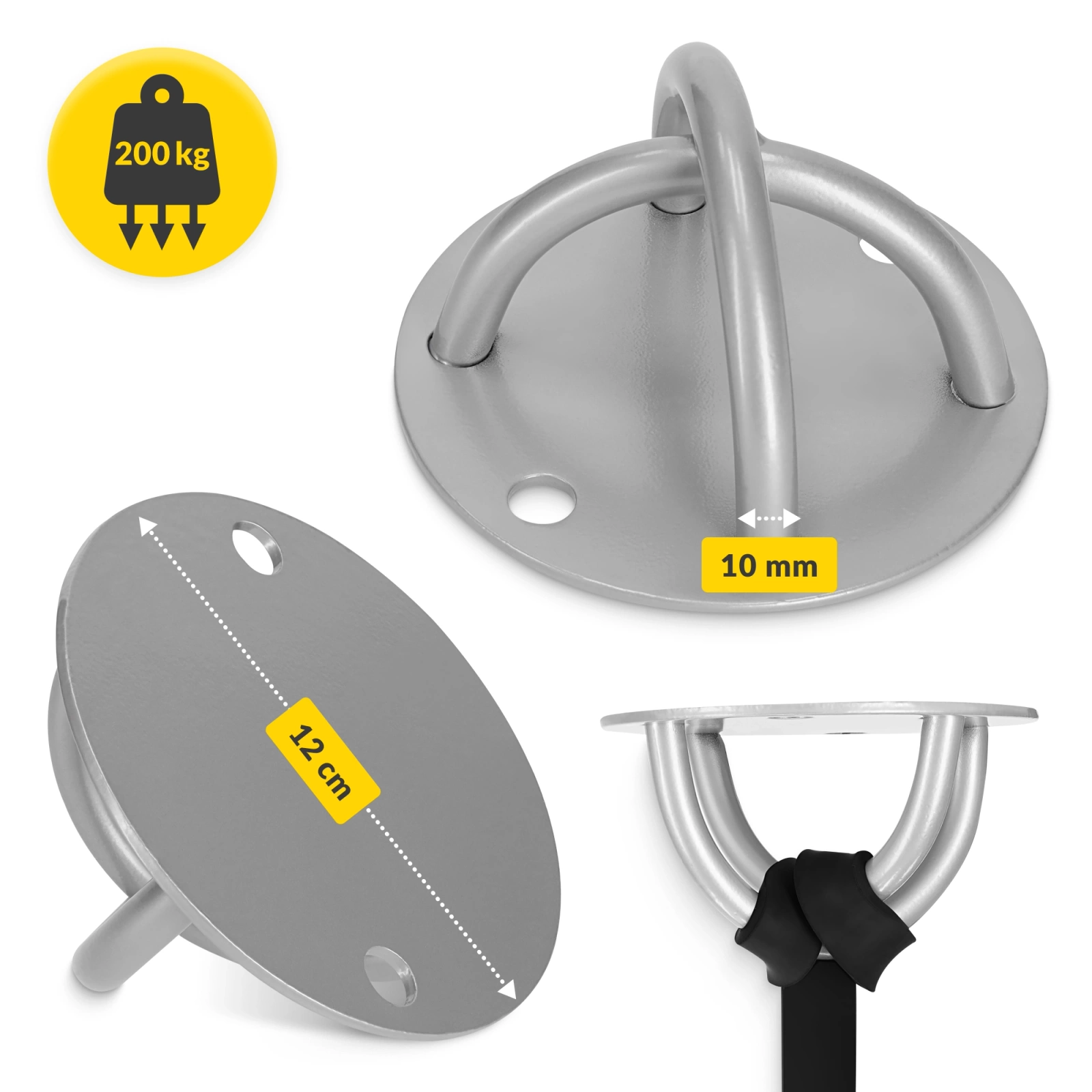 4Fizjo Ceiling and Wall Mount for Suspension Straps, Silver