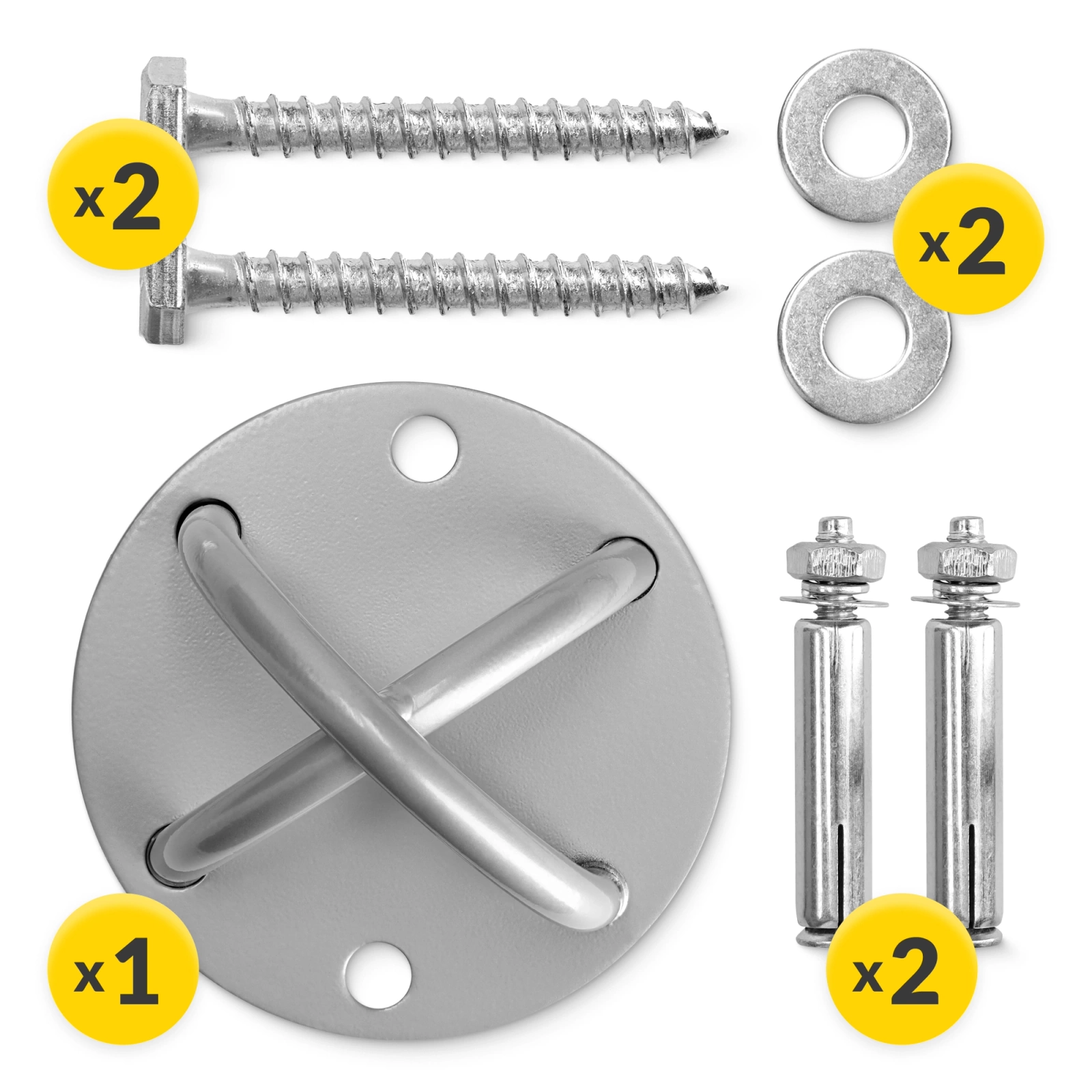 4Fizjo Ceiling and Wall Mount for Suspension Straps, Silver