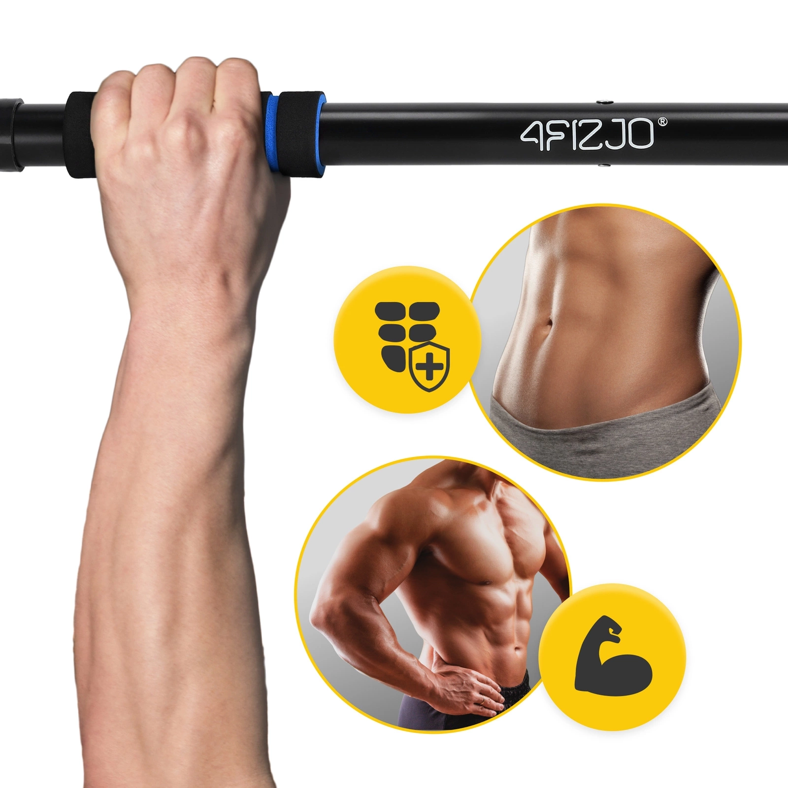 4Fizjo Basic Adjustable Doorway Pull-up Bar, 61.5-100 cm, Blue