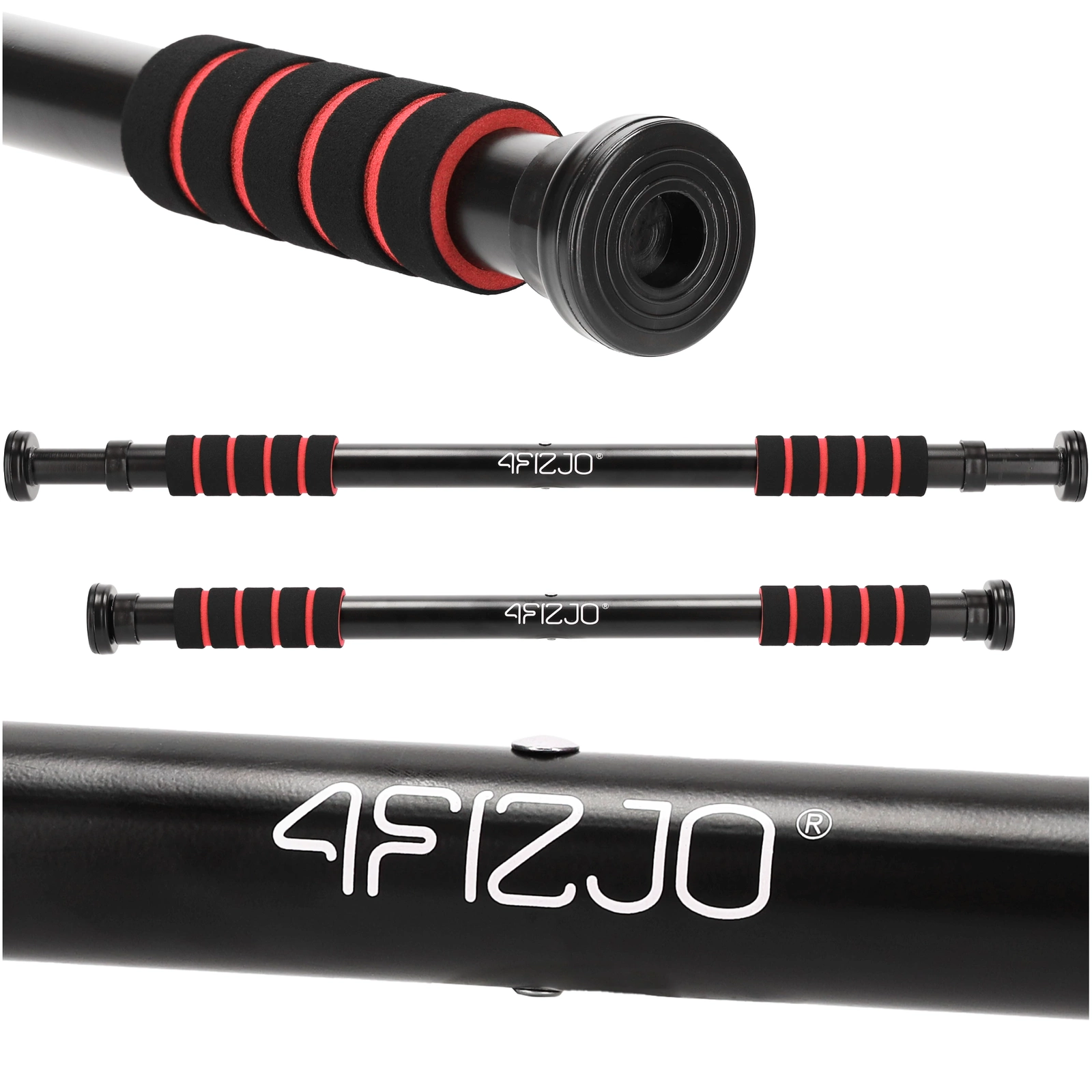 4Fizjo Basic durų staktos prisitraukimų skersinis, 61.5-100 cm, juodas/raudonas