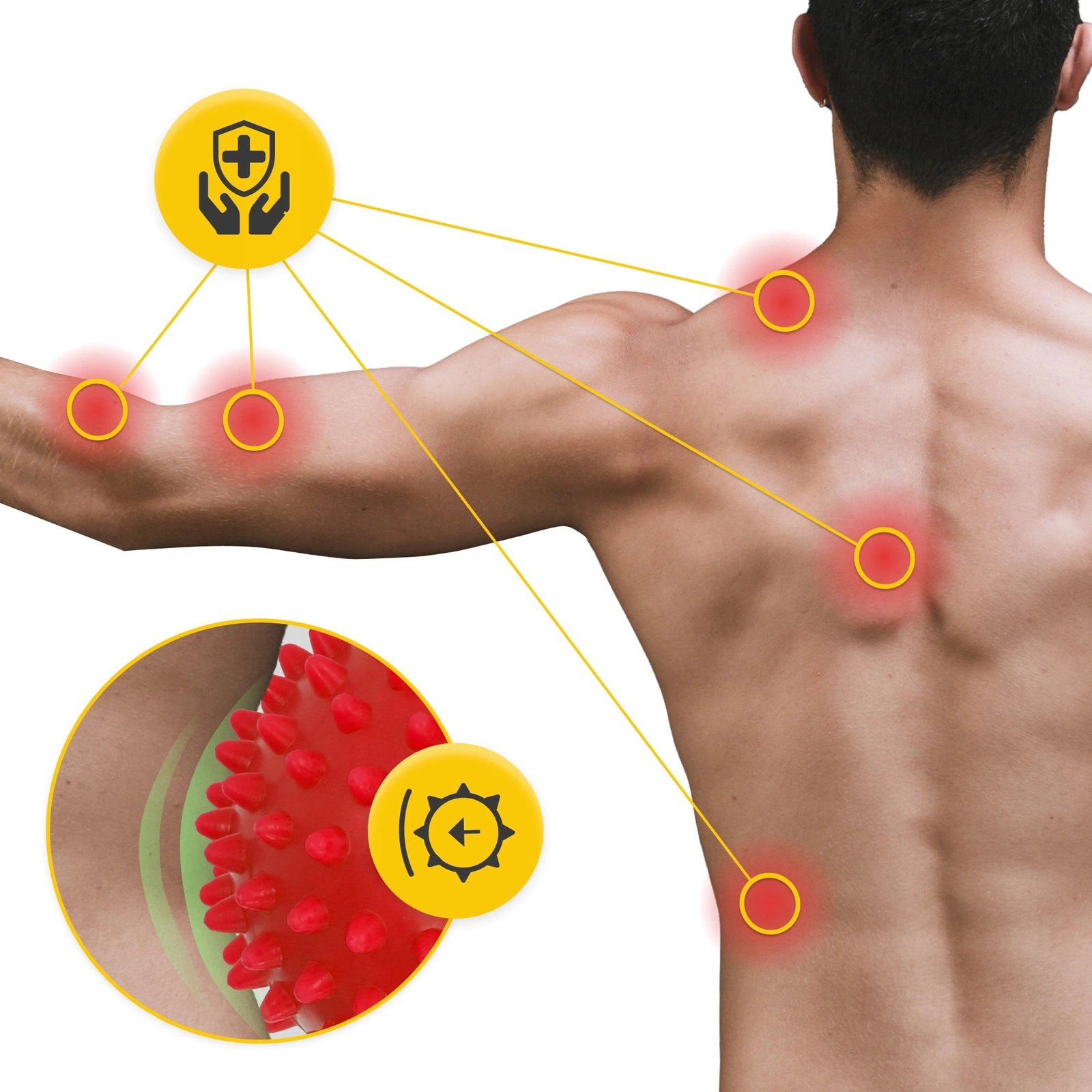 4FIZJO Spiky Peanut Massage Ball for Trigger Point Therapy, Red