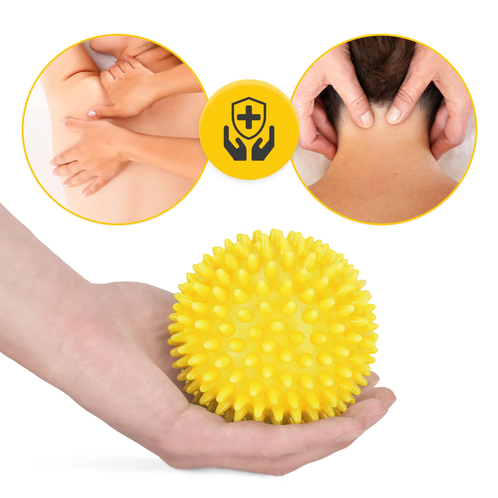 4Fizjo SPIKE+ Spiky Massage Ball, 10 cm, Yellow