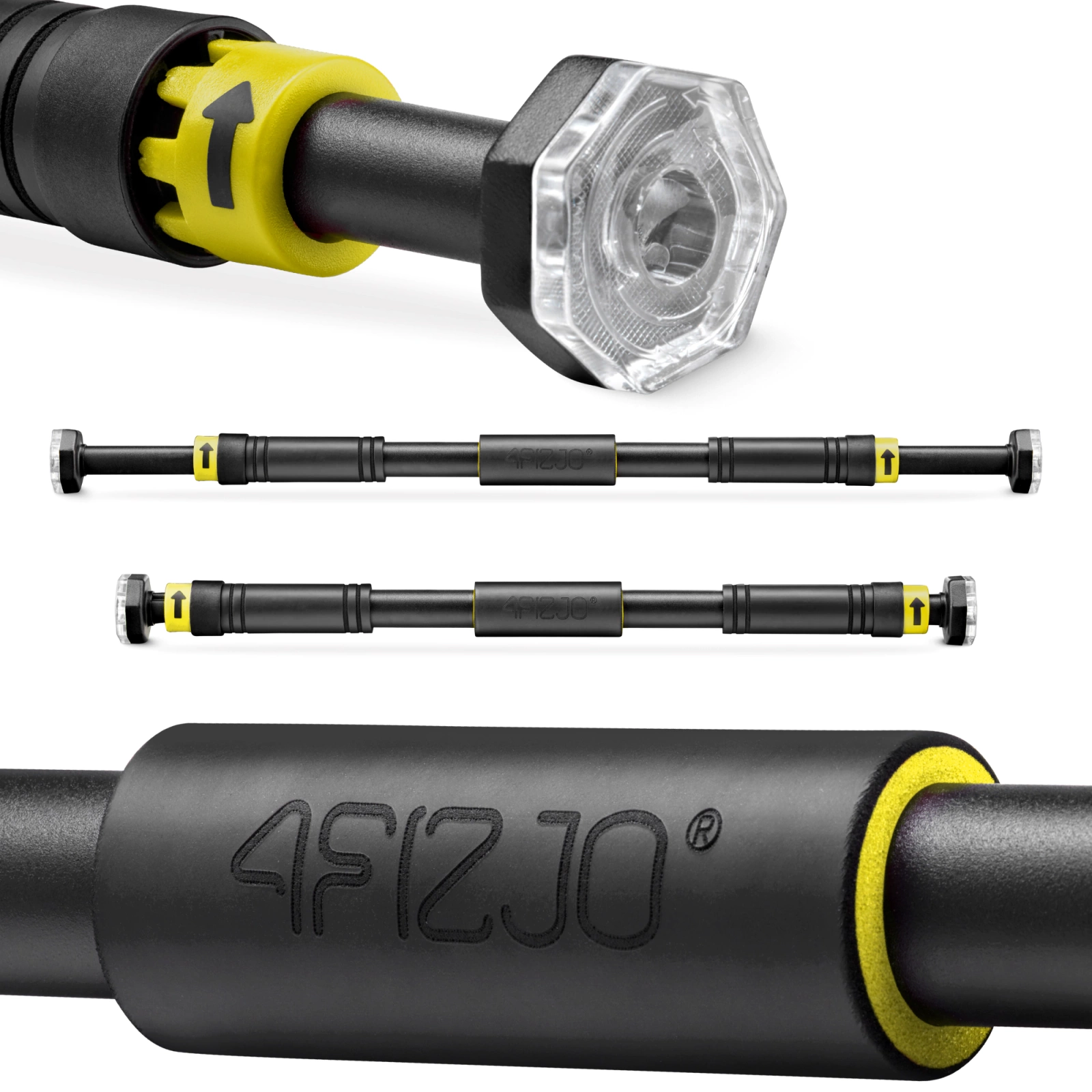 Reguliuojamas prisitraukimų skersinis durims 4Fizjo 531 (66-100 cm), juodas/geltonas