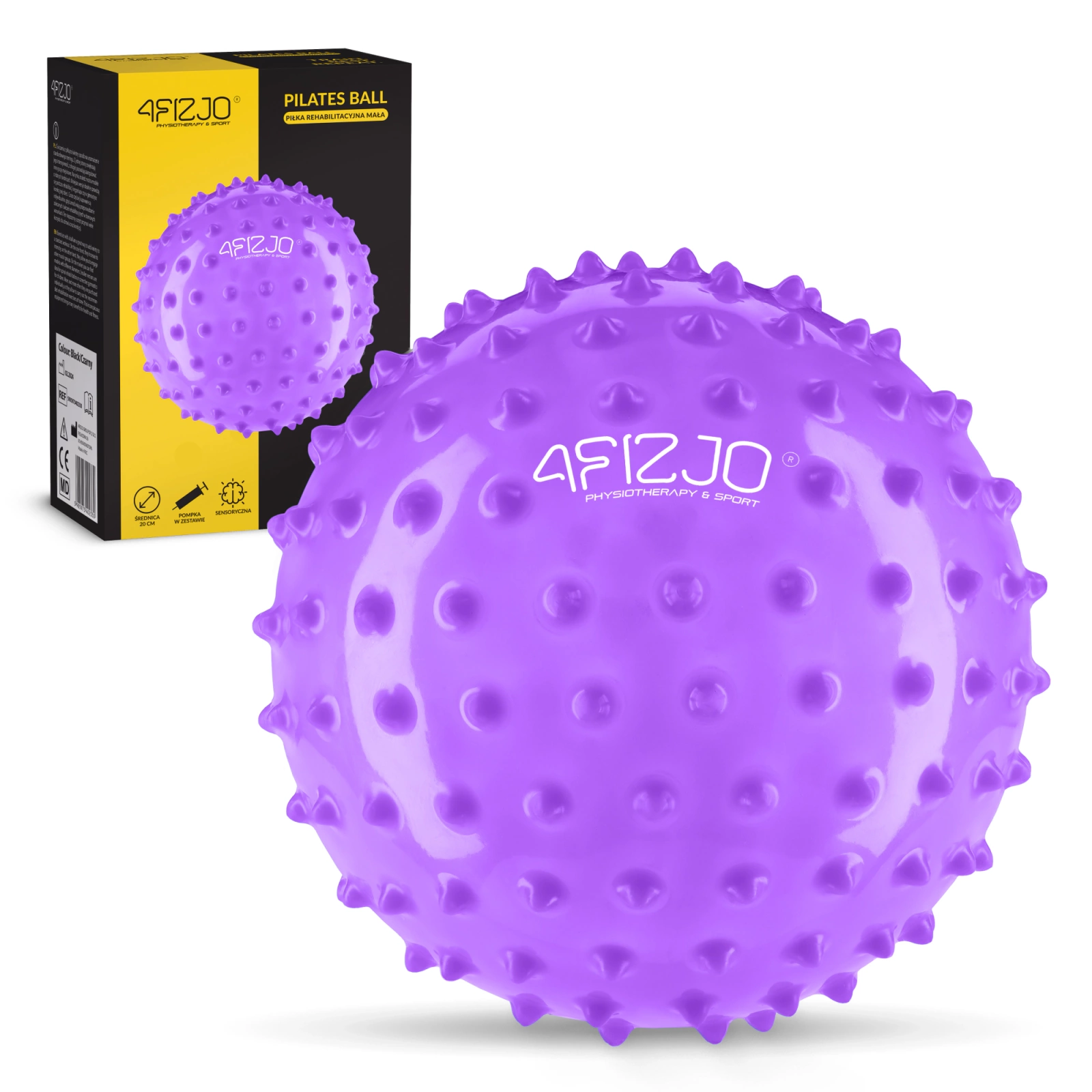 Jutiminis reabilitacinis kamuolys 4Fizjo su dygliukais, 20 cm, violetinis