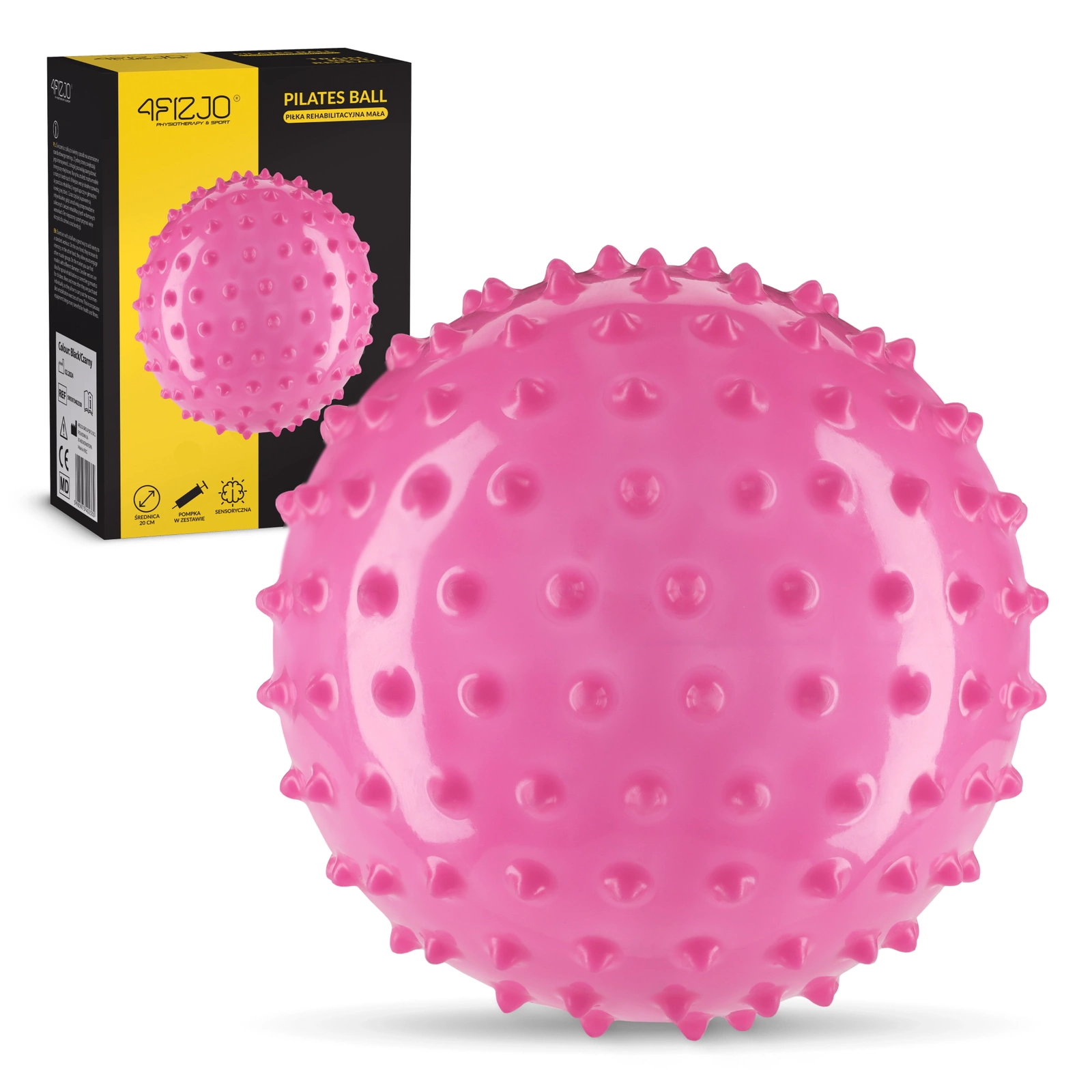 Reabilitacinis kamuolys su dygliais 4Fizjo, 20 cm, rožinis