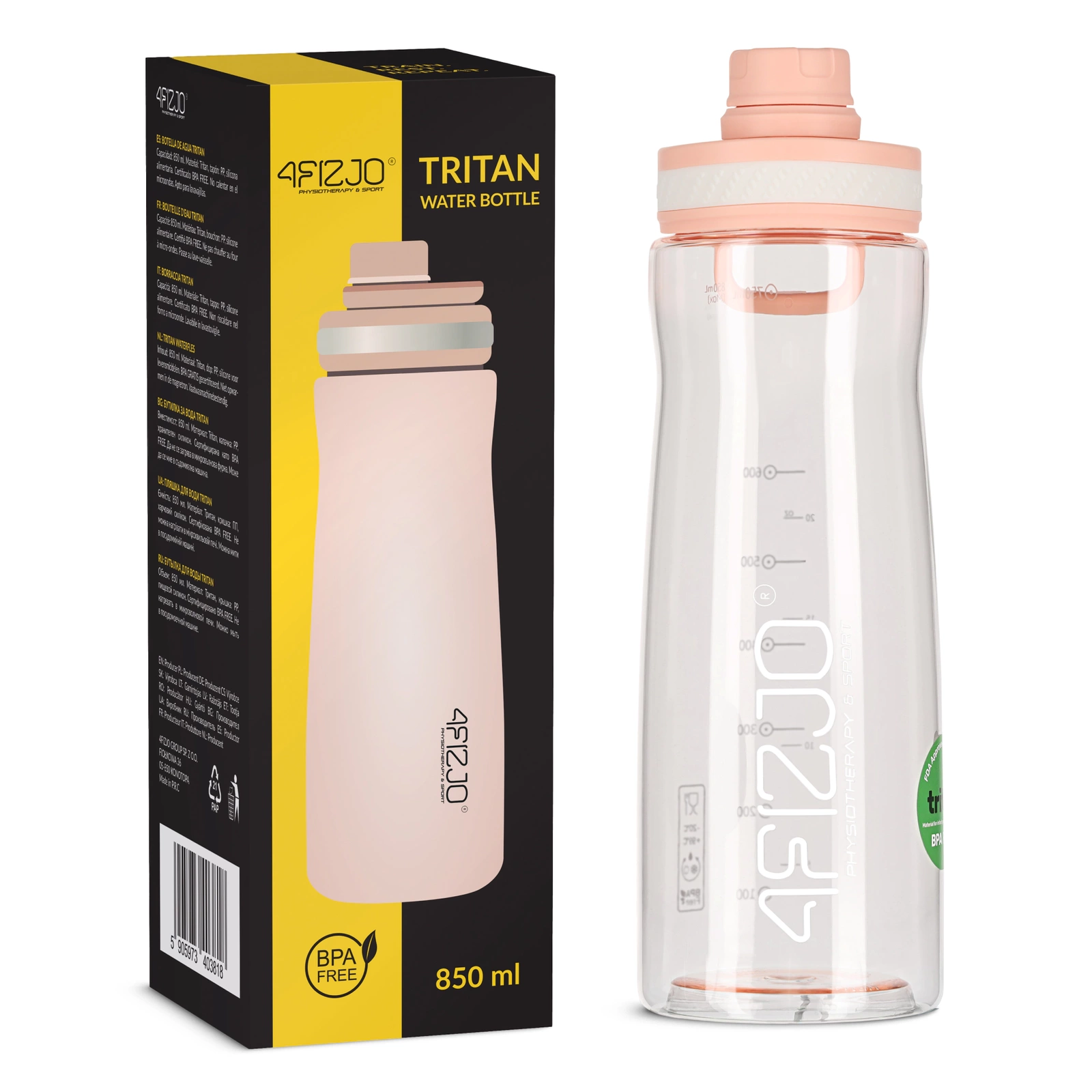 Sportinė gertuvė 4Fizjo Tritan, 850 ml, rožinė