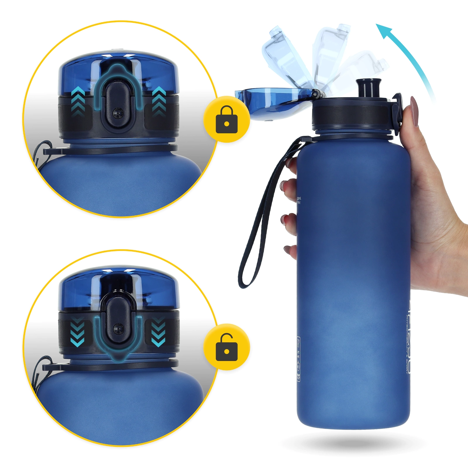 4Fizjo Sports Water Bottle, 1 L, Blue