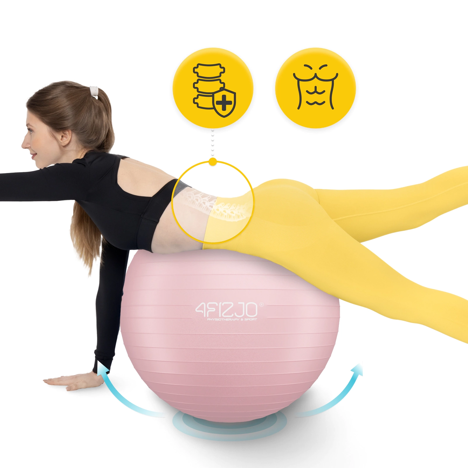 Gimnastikos ir reabilitacijos kamuolys 4Fizjo Reh Ball 65 cm, rožinis