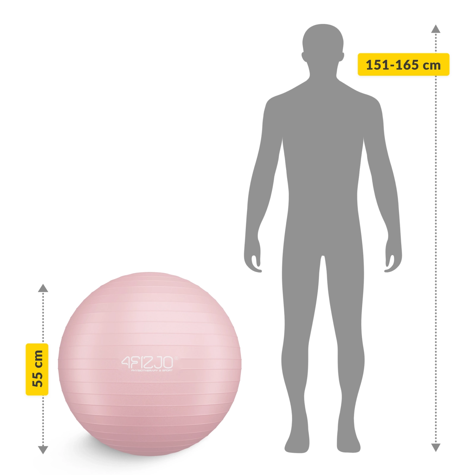 Gimnastikos ir reabilitacijos kamuolys 4Fizjo Reh Ball 65 cm, rožinis