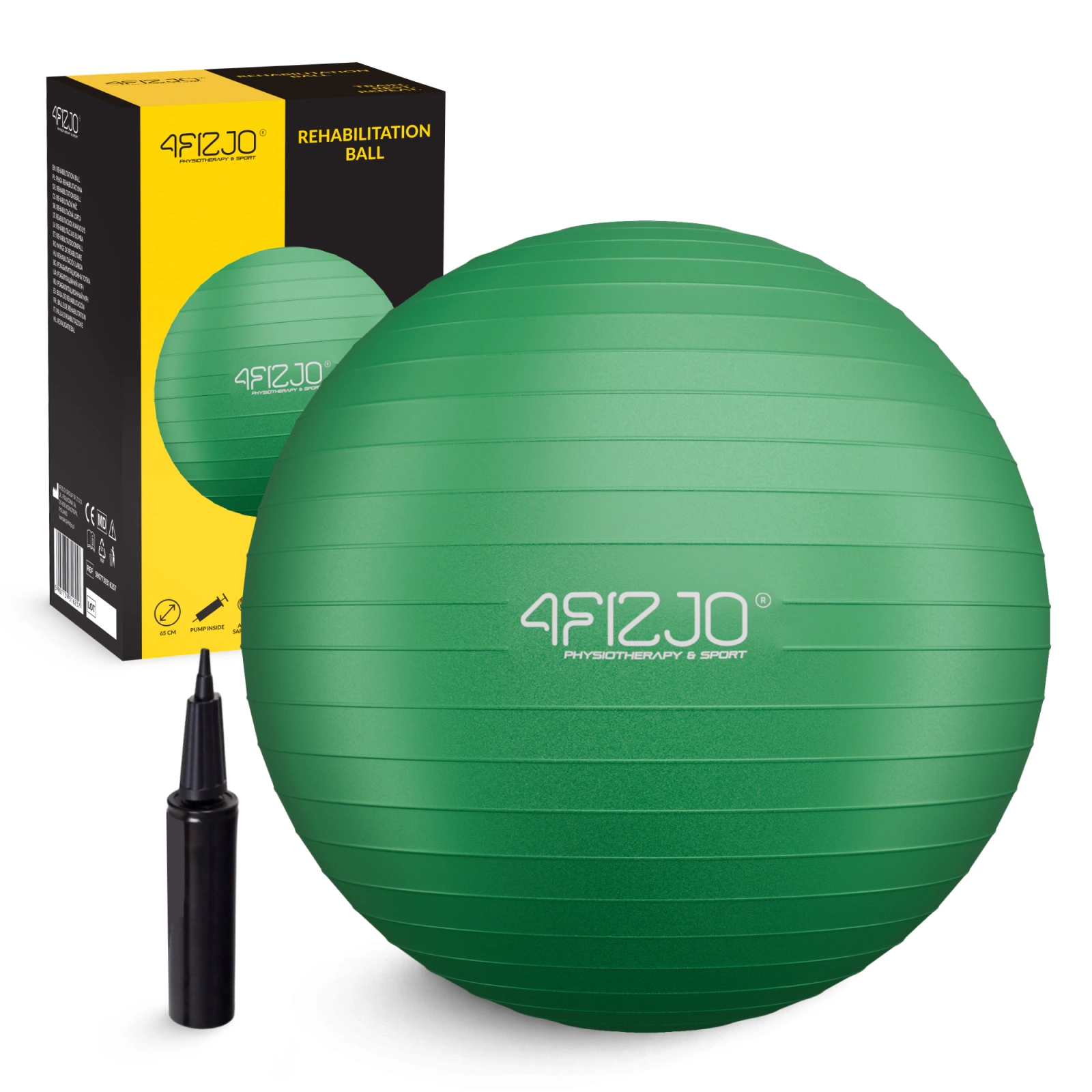 4FIZJO 65cm Exercise Ball for Fitness, Yoga & Physical Therapy with Pump, Green